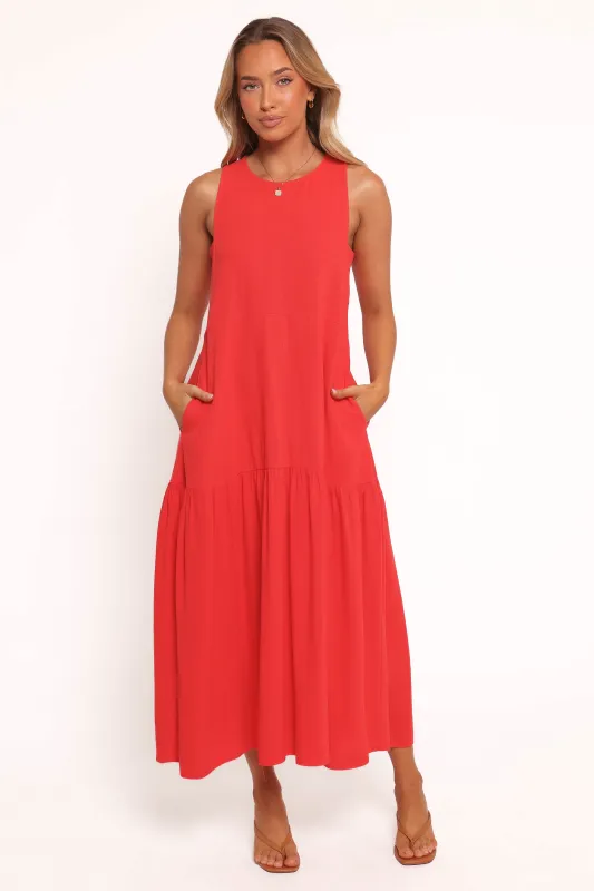 Almudena Midi Dress - Red sold by Petal & Pup