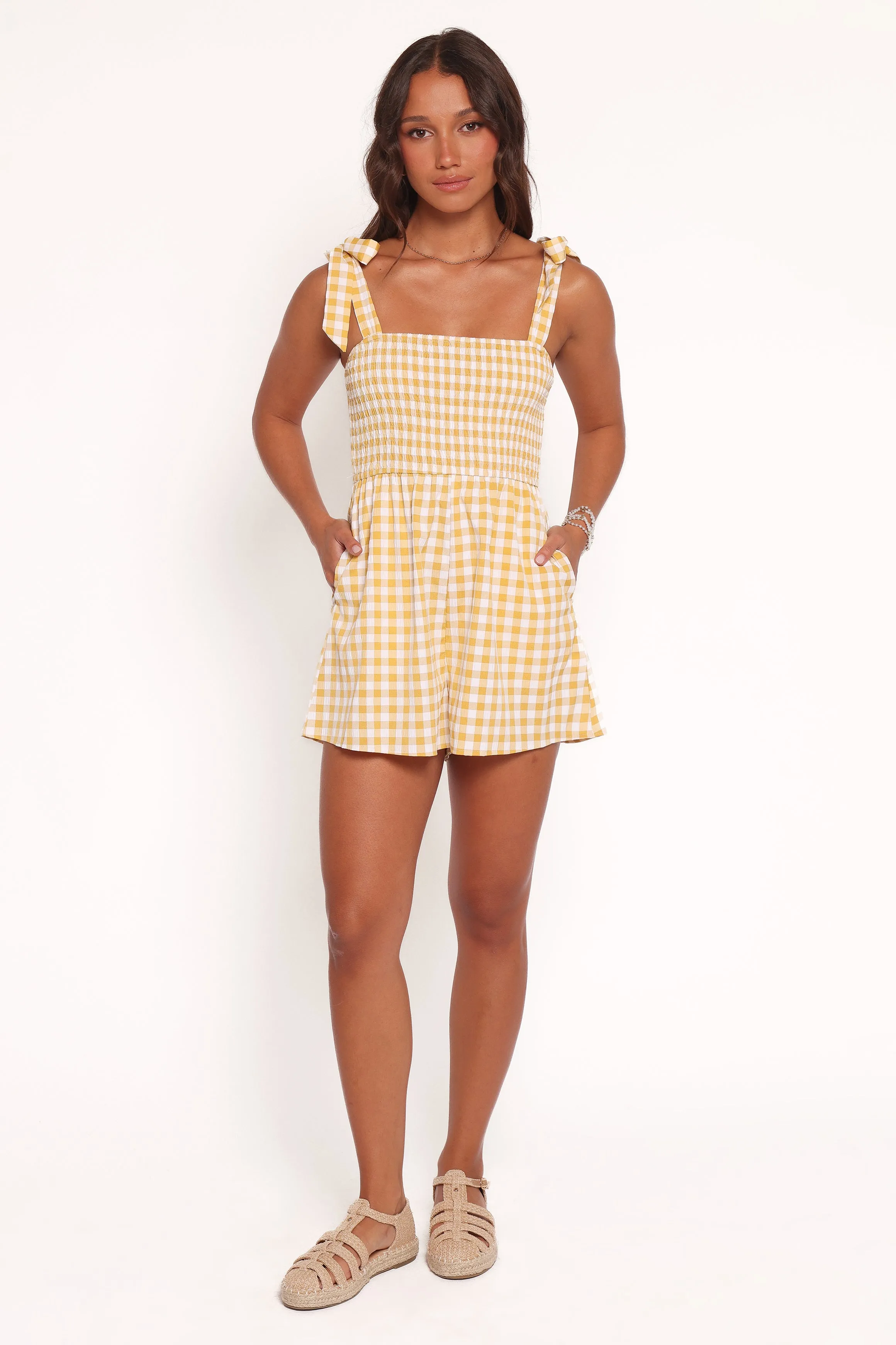 Simo Romper - Yellow Gingham sold by Petal & Pup product image thumbnail 5