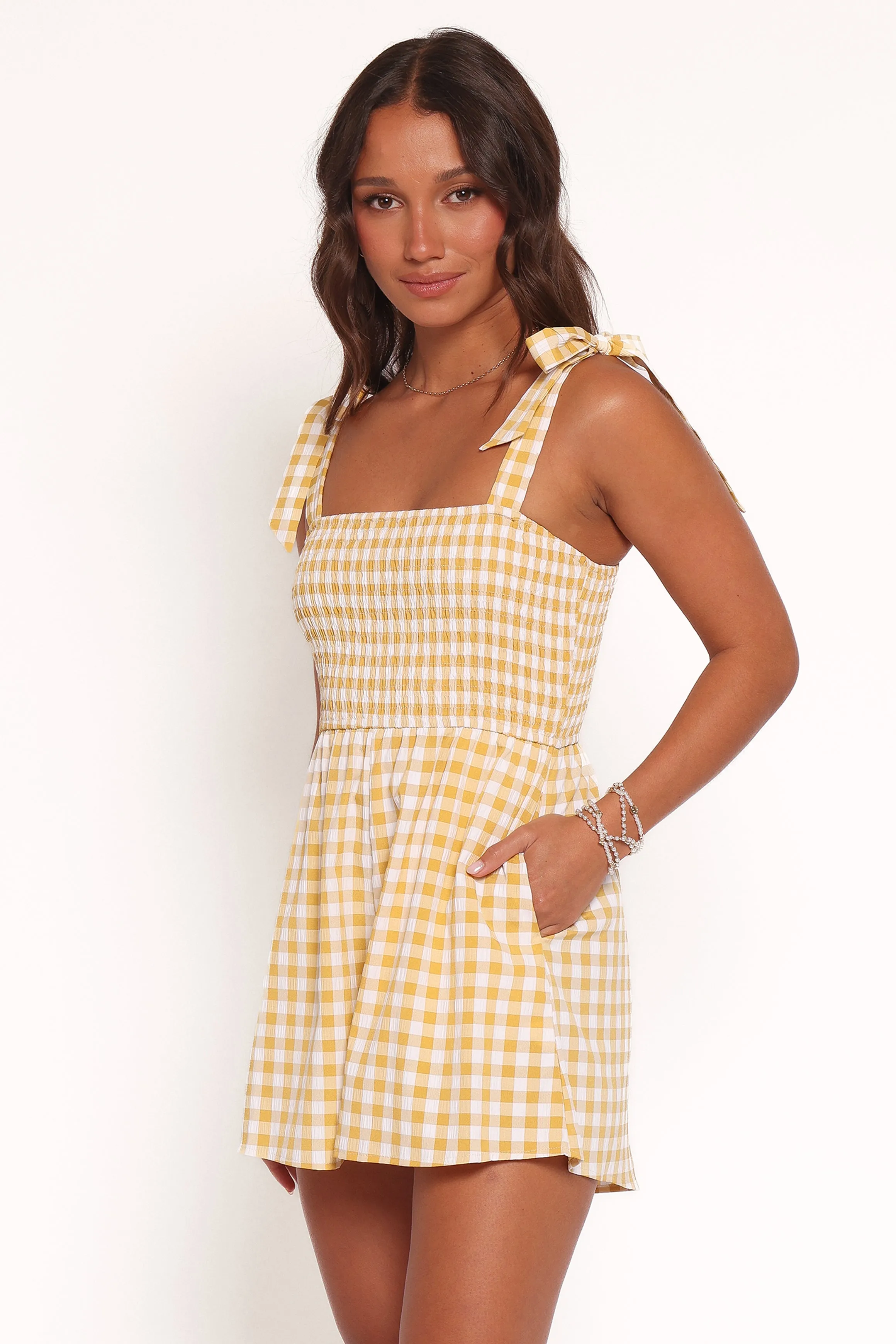 Simo Romper - Yellow Gingham sold by Petal & Pup product image thumbnail 3