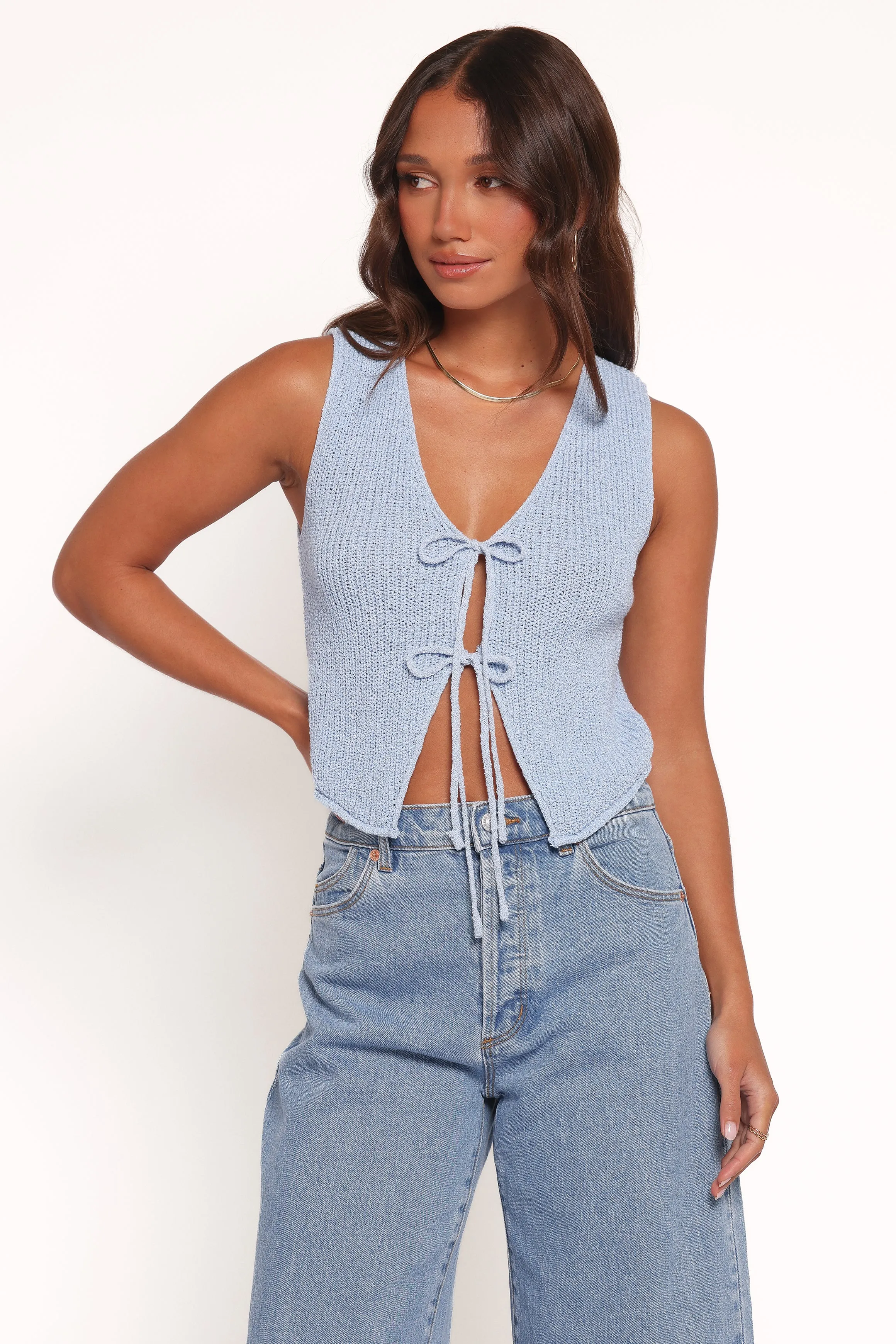 Kendall Knit Top - Light Blue sold by Petal & Pup