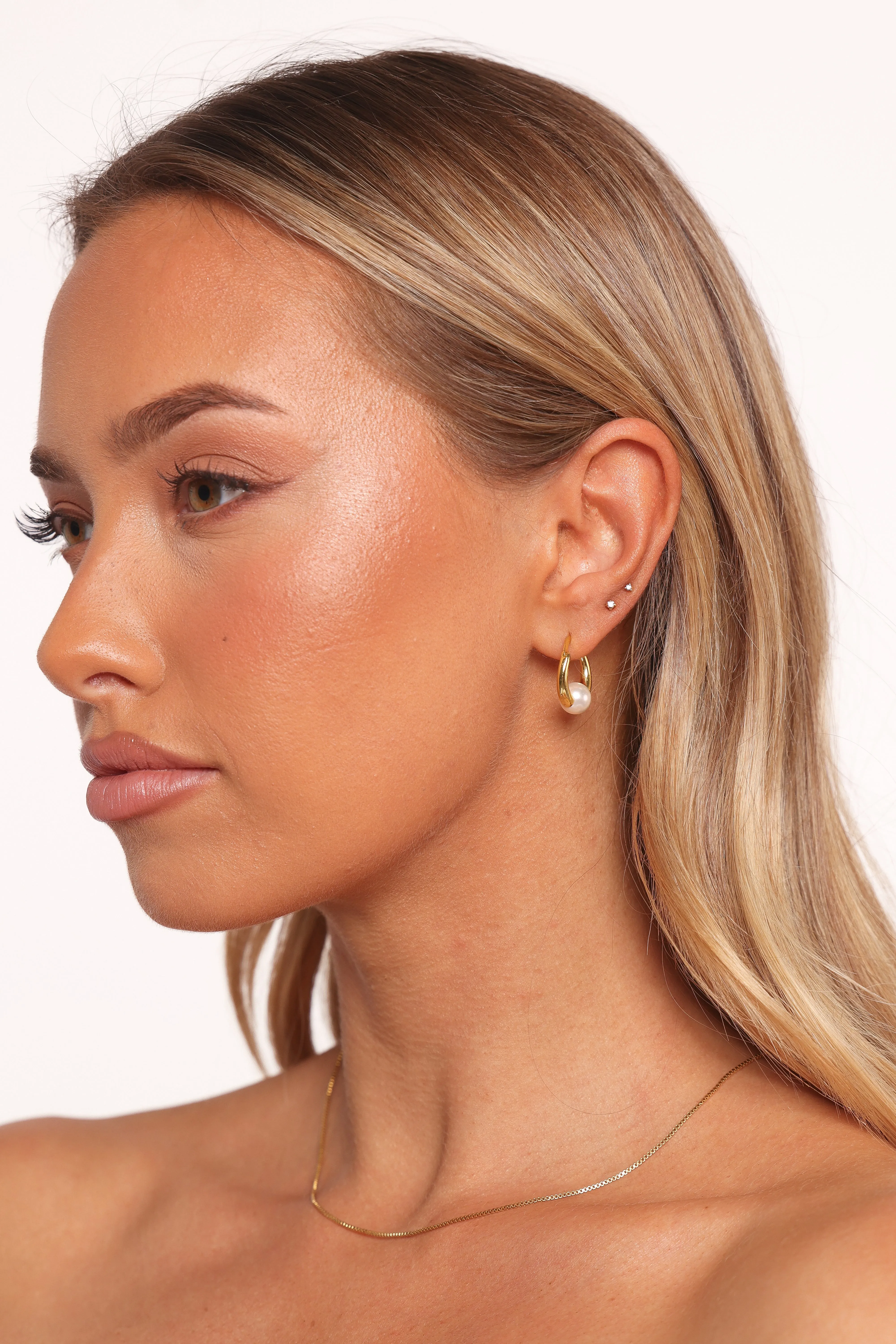 Aldira Earrings - Gold/Pearl sold by Petal & Pup