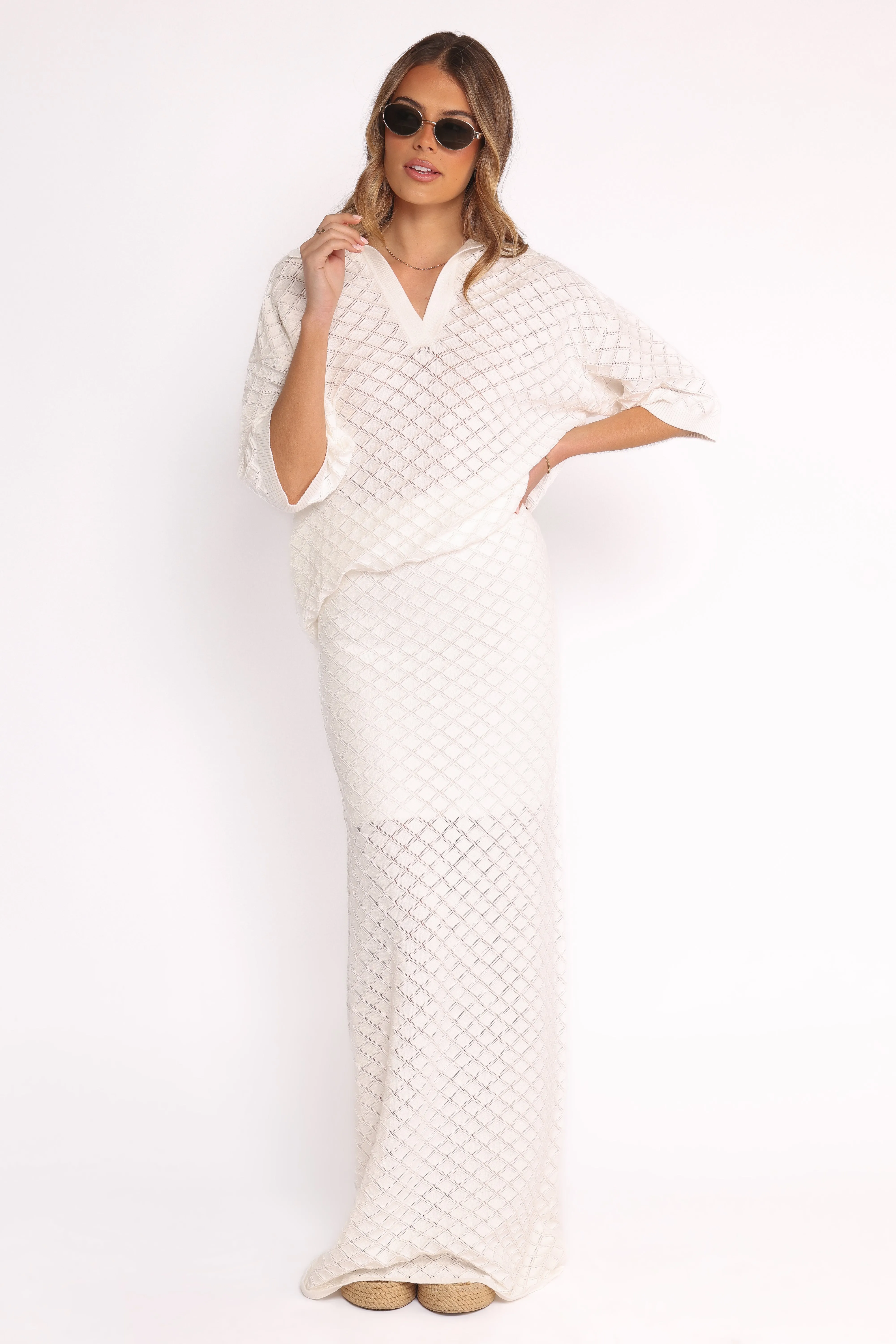 Meera Midi Skirt - White sold by Petal & Pup