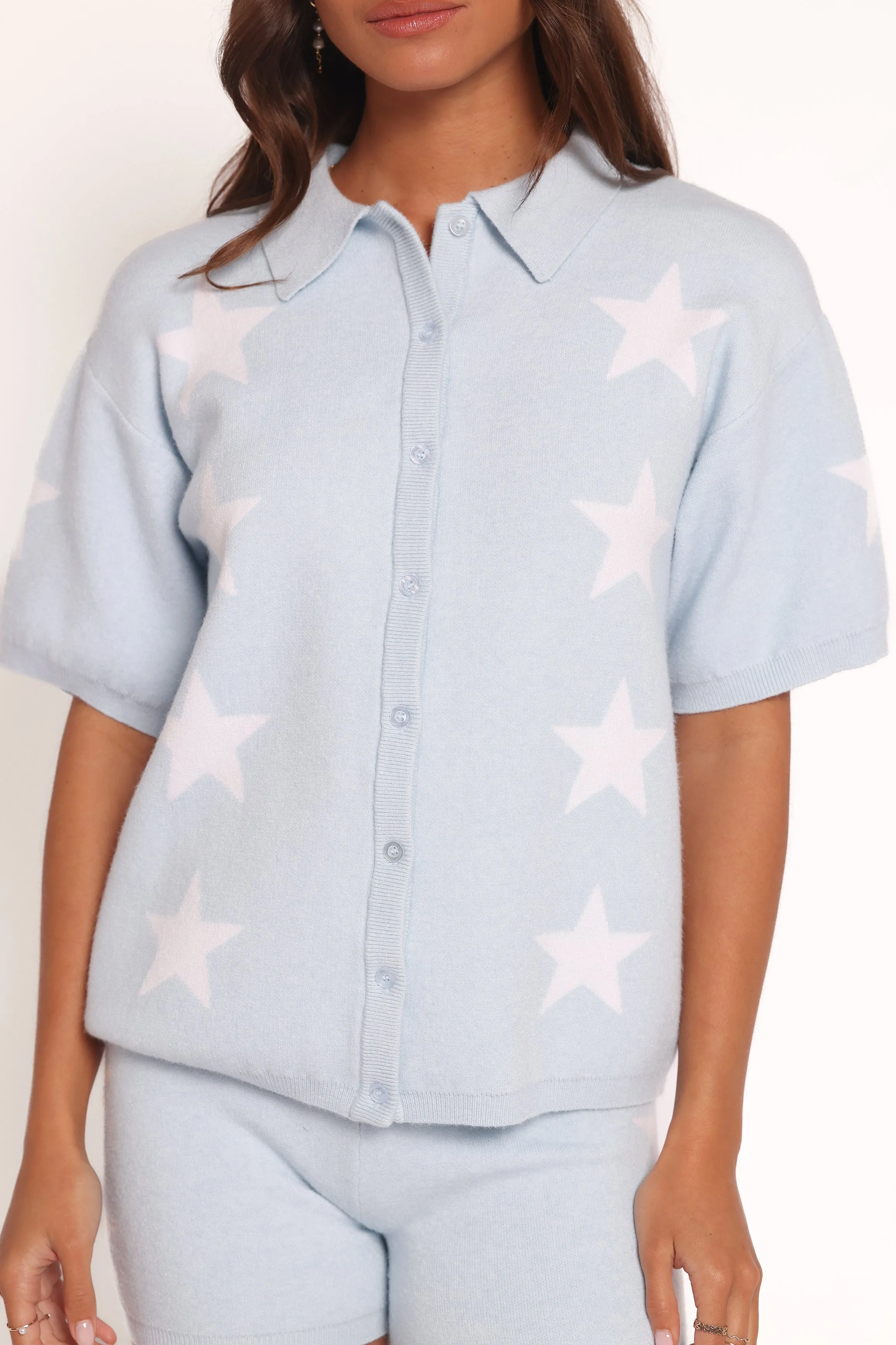 Lela Knitted Shirt - Light Blue Stars sold by Petal & Pup product image thumbnail 2