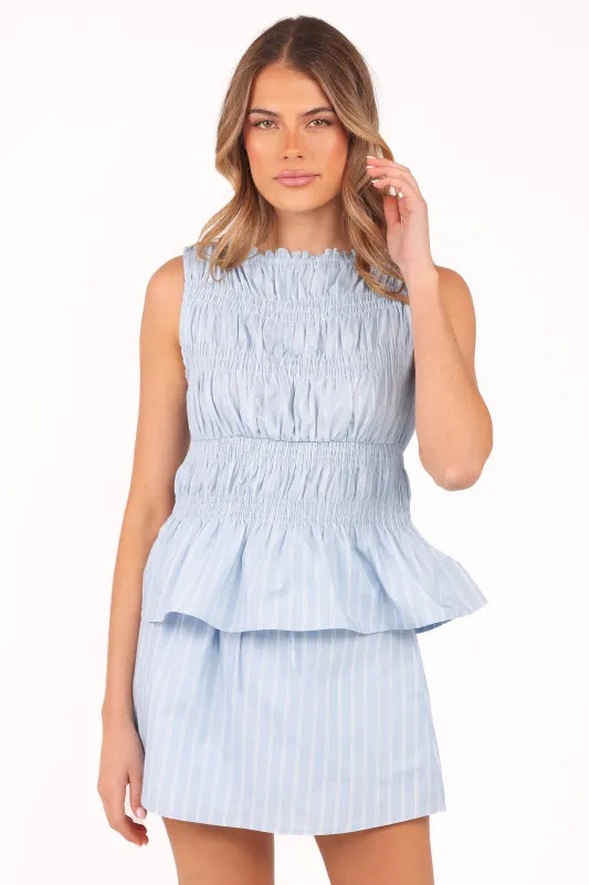 Daisy Skirt Set - Blue White Stripe sold by Petal & Pup