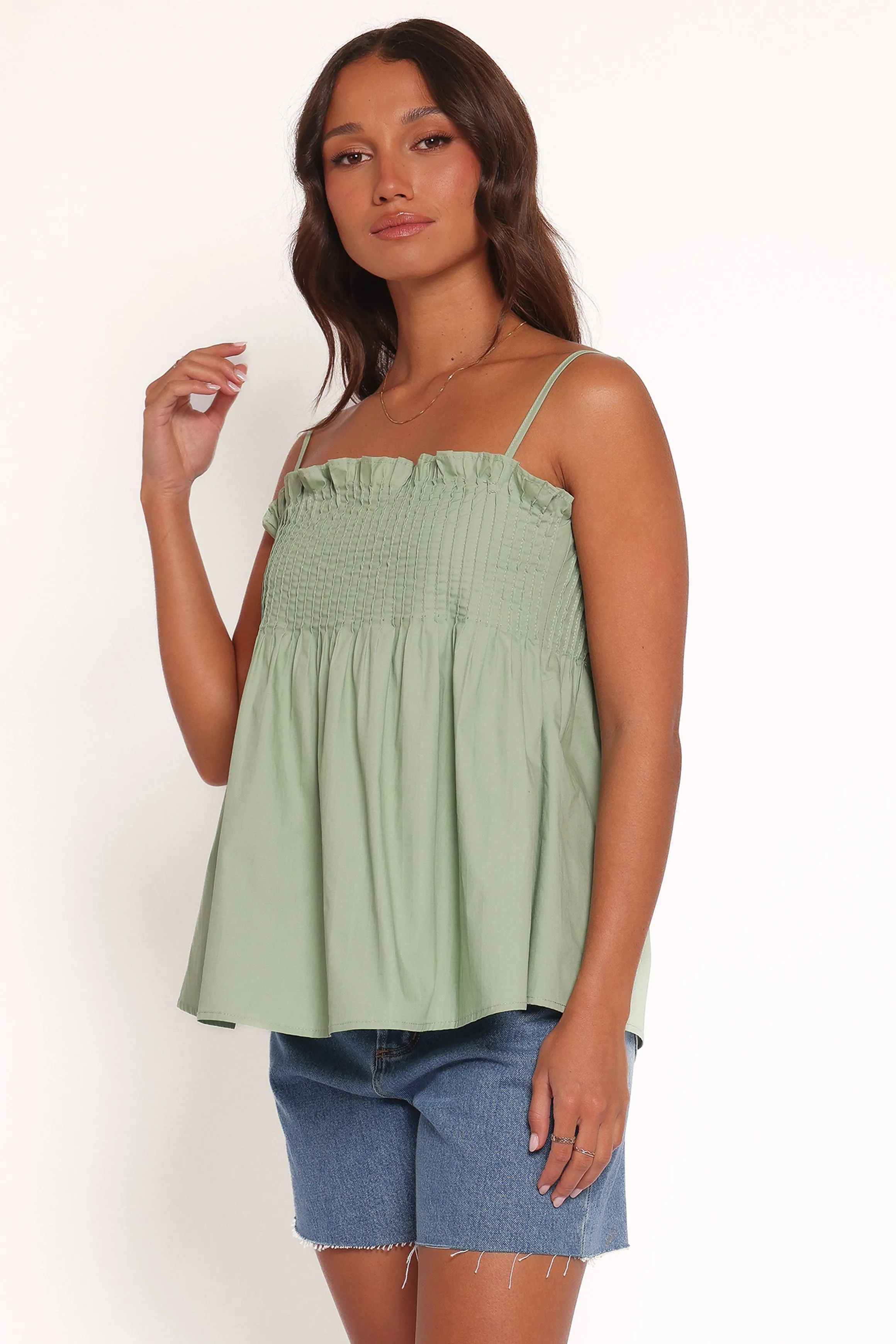 Carson Pleated Top - Sage Green sold by Petal & Pup product image thumbnail 3