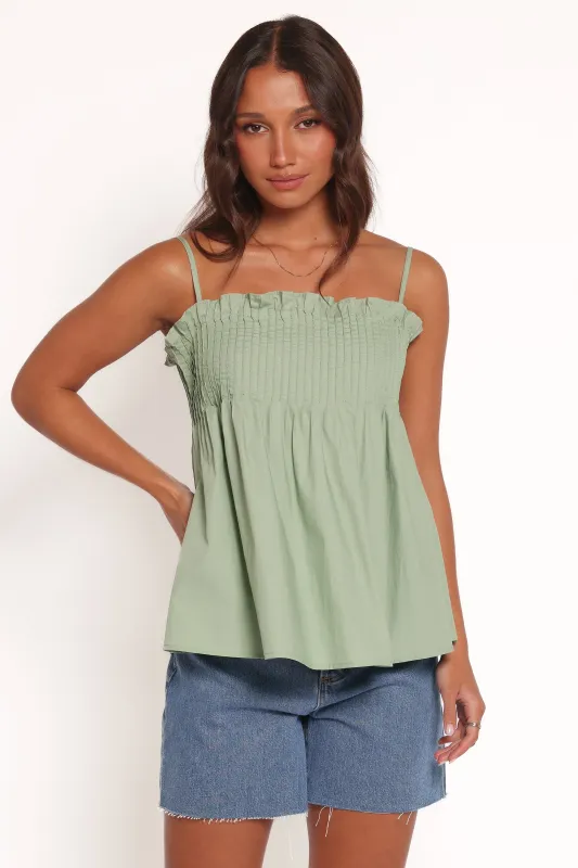 Carson Pleated Top - Sage Green sold by Petal & Pup