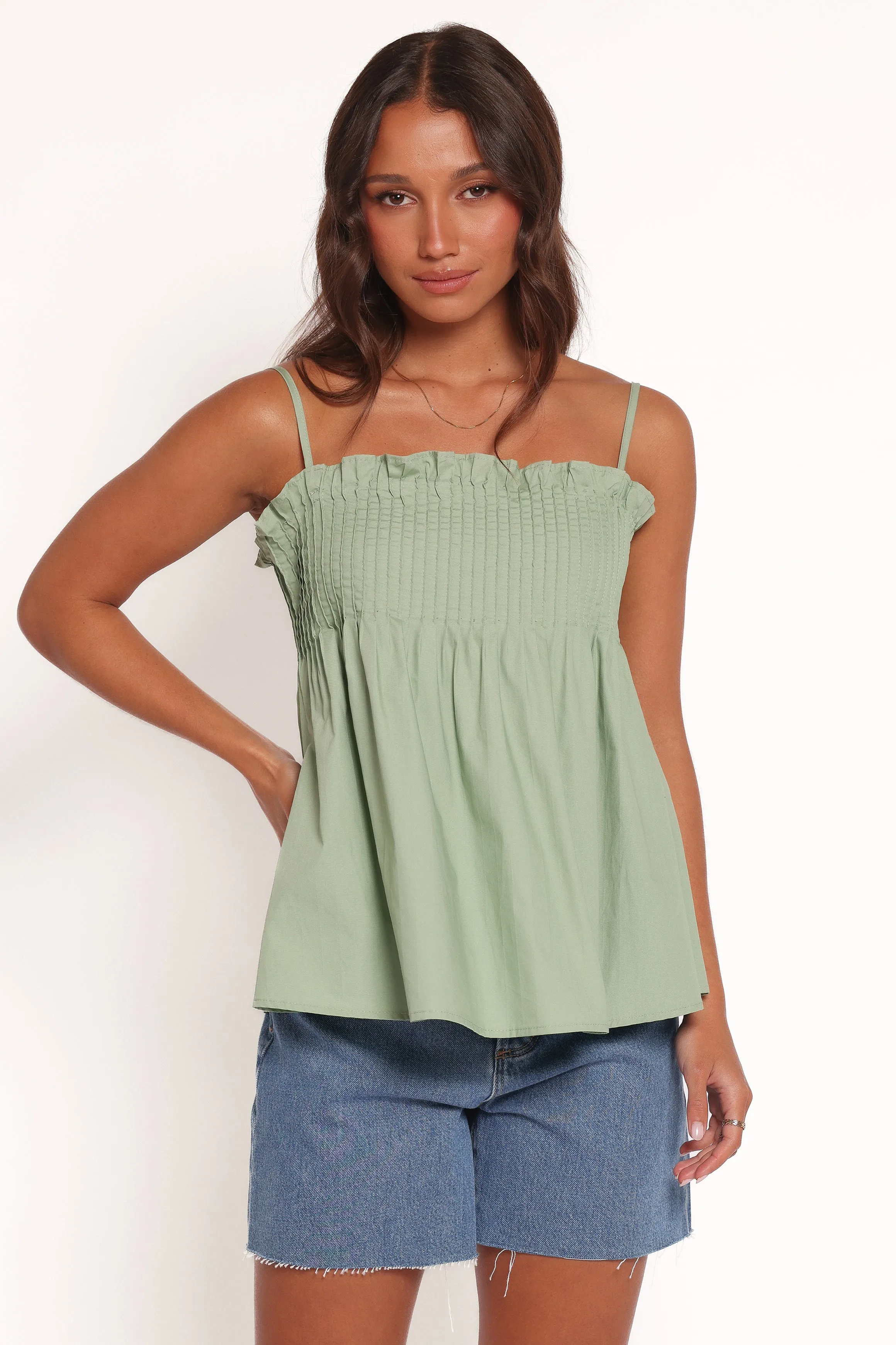 Carson Pleated Top - Sage Green sold by Petal & Pup