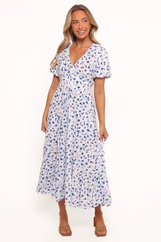 Roberts Maxi Dress - Blue Ditsy Floral sold by Petal & Pup
