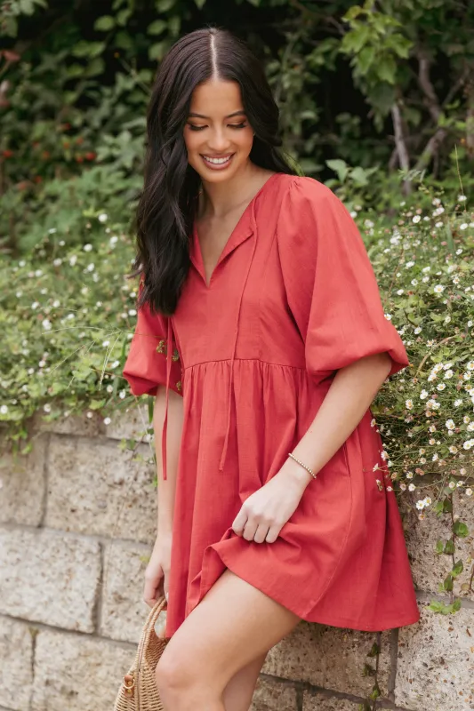 Cinzia Mini Dress - Red sold by Petal & Pup