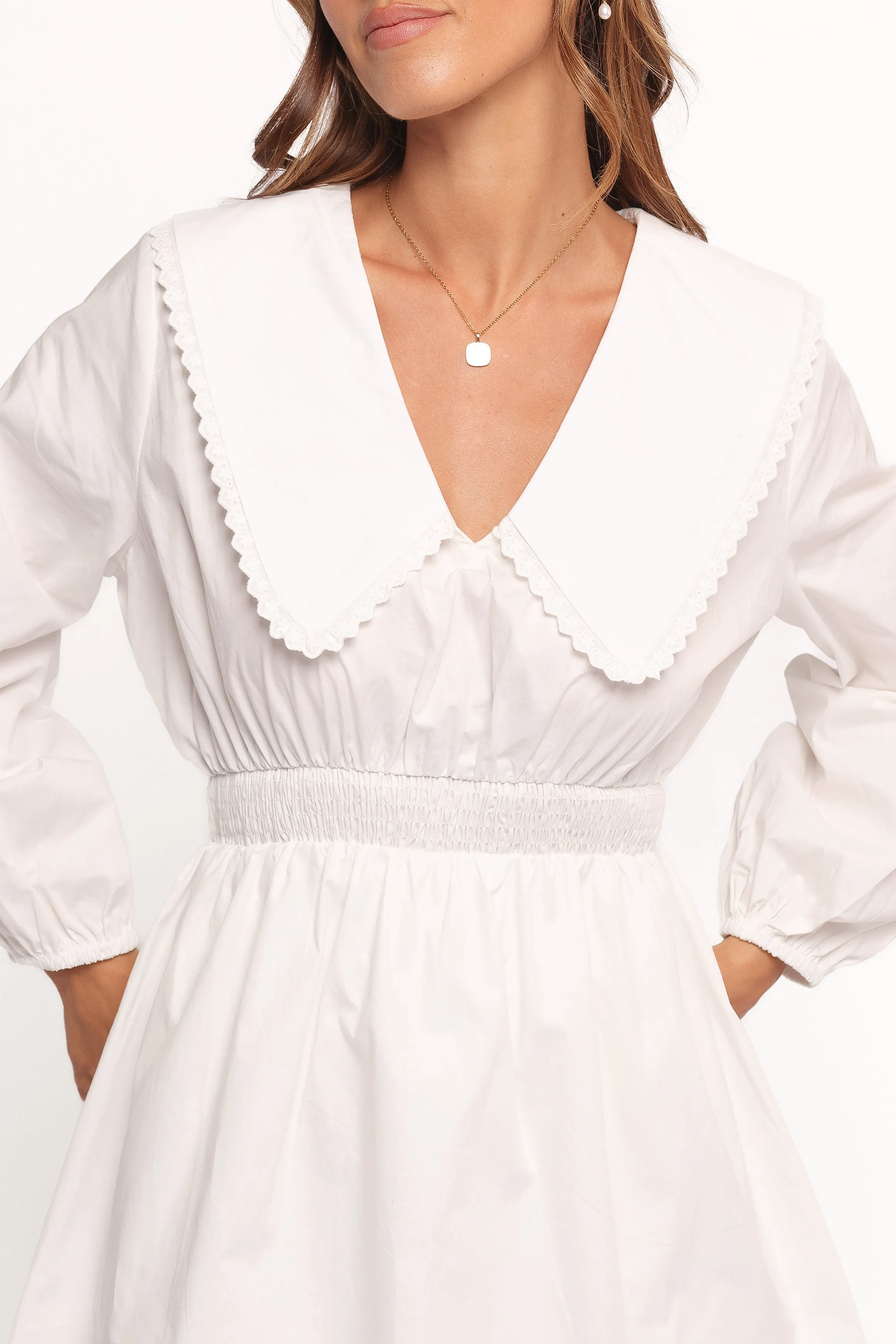 Nerida Long Sleeve Mini Dress - White sold by Petal & Pup product image thumbnail 3