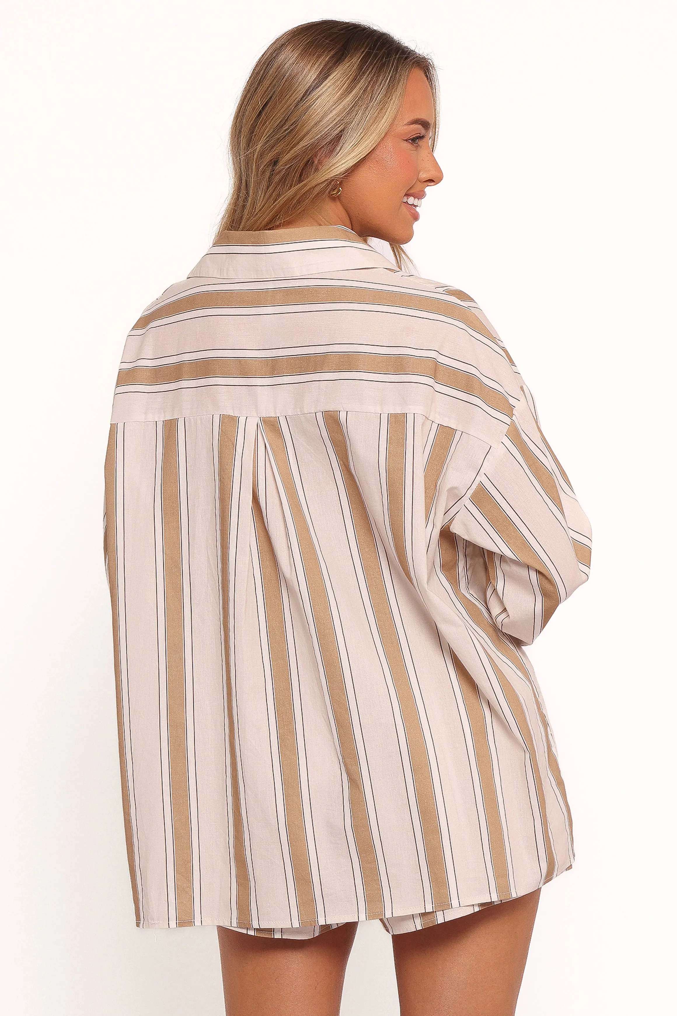 Dean Long Sleeve Short Set - Beige Stripe sold by Petal & Pup product image thumbnail 4