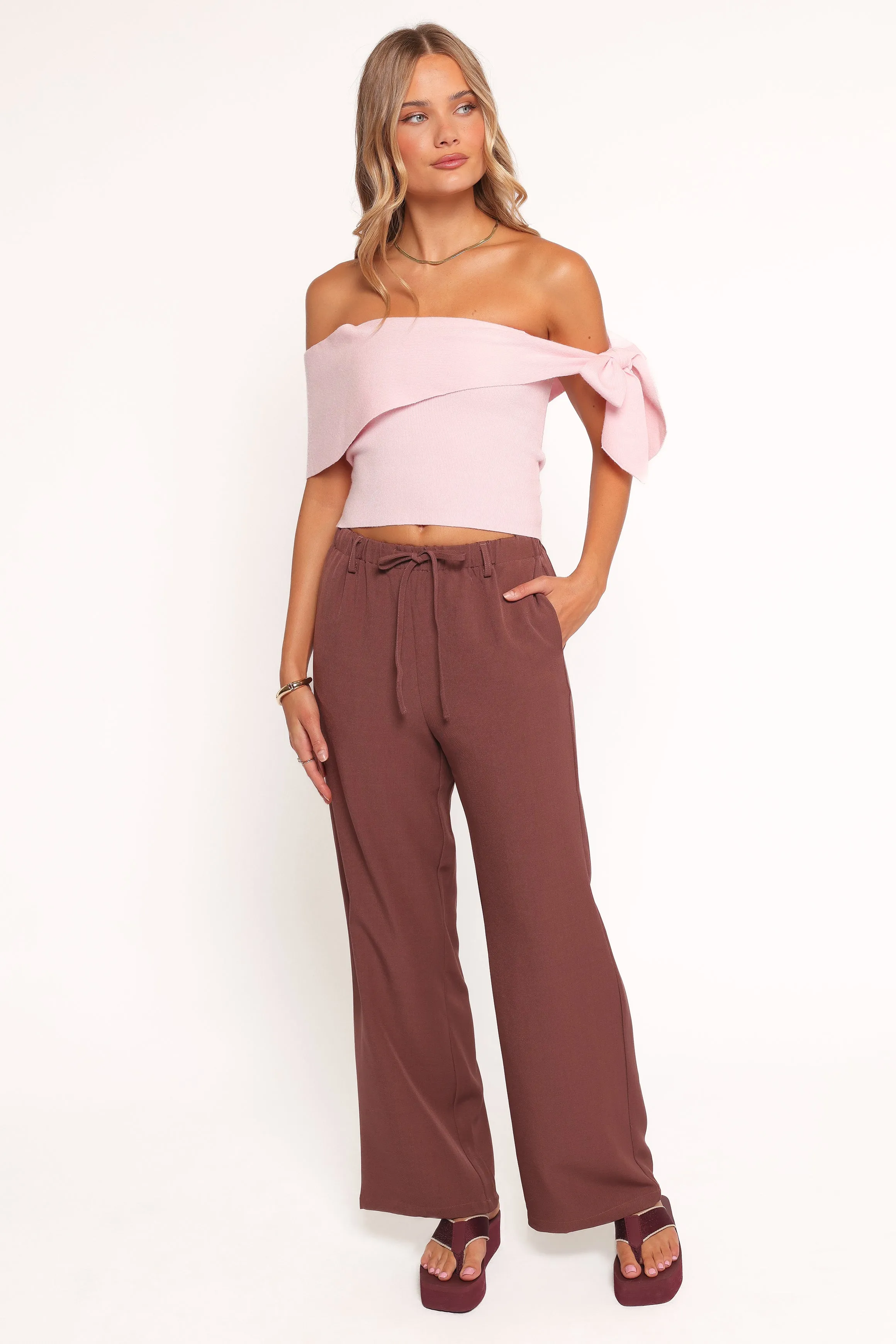 Charama Off Shoulder Knit Top - Pink sold by Petal & Pup product image thumbnail 5