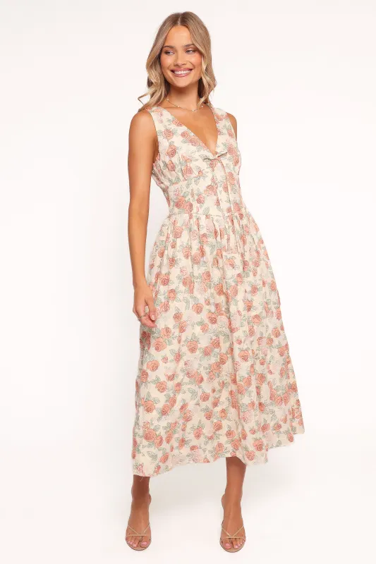 Velda Midi Dress - Pink Floral sold by Petal & Pup