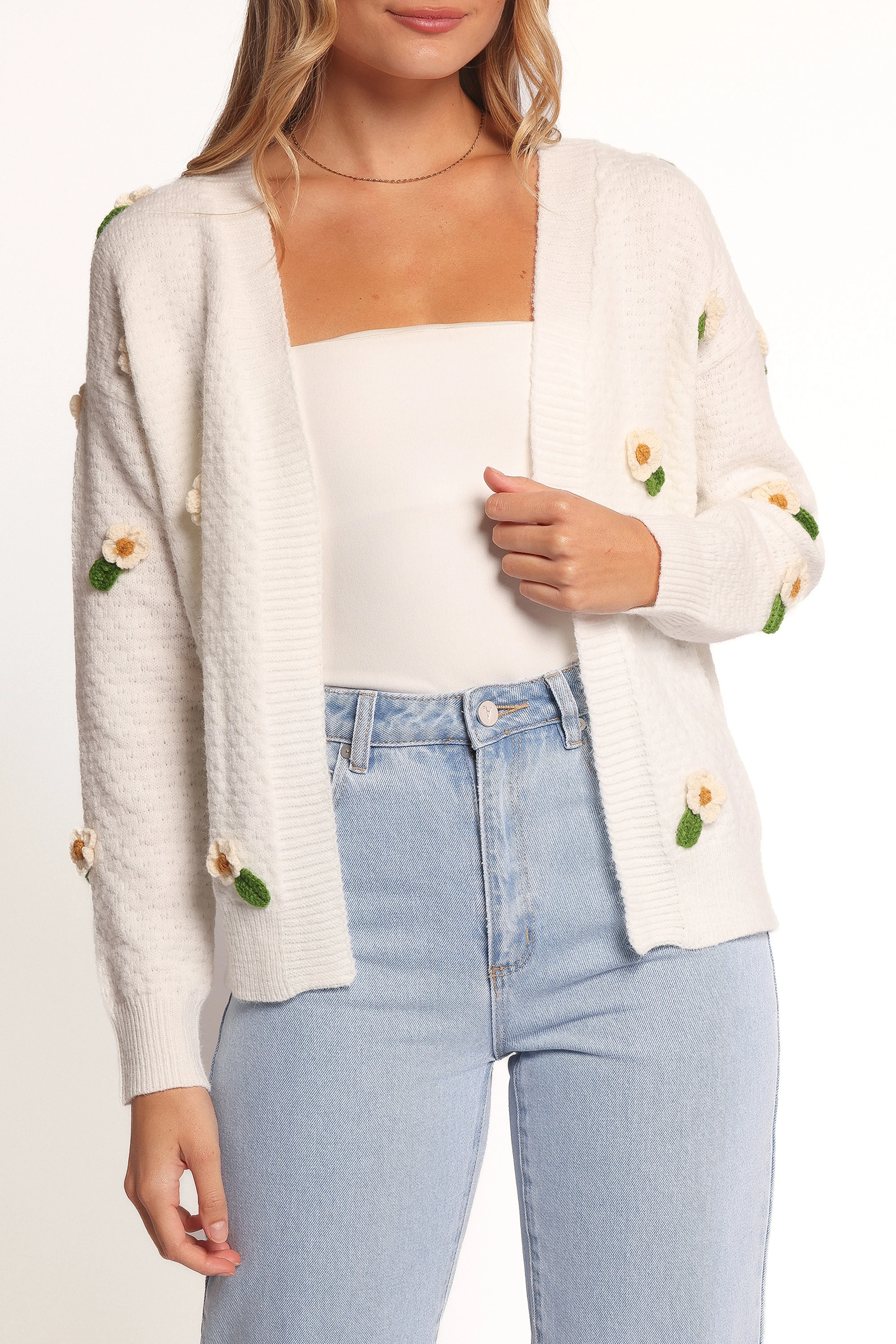 Jazzie Ditsy Flower Cardigan - White sold by Petal & Pup product image thumbnail 2