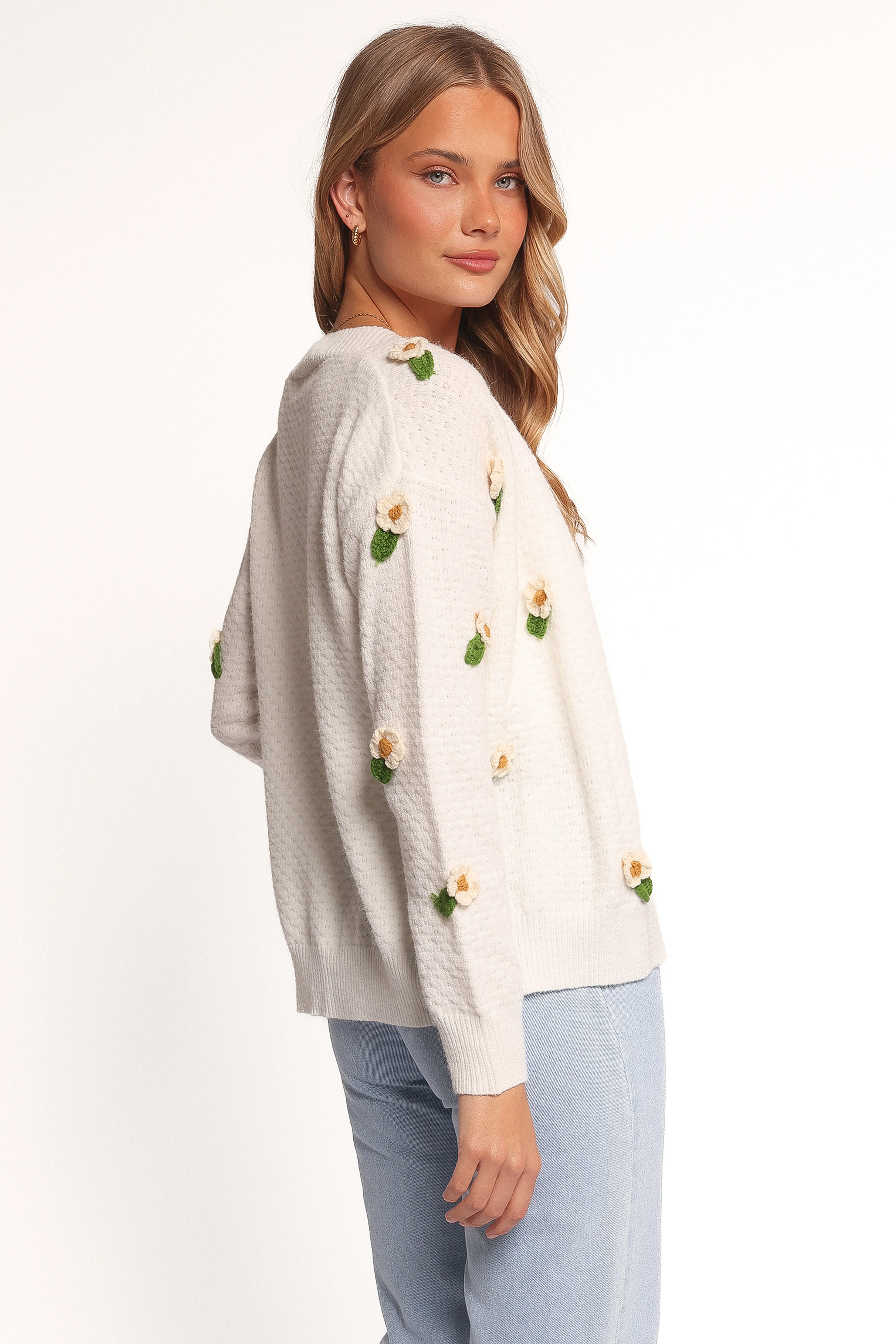 Jazzie Ditsy Flower Cardigan - White sold by Petal & Pup product image thumbnail 4