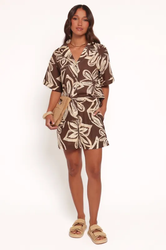 Pacifica Shorts - Chocolate Floral sold by Petal & Pup