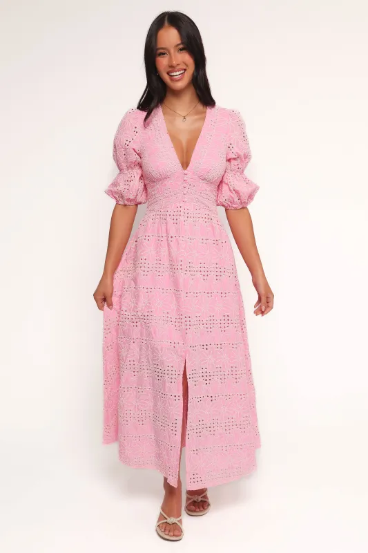 ELIZA Colour Block Twisted Midi Dress In Pink & Papaya