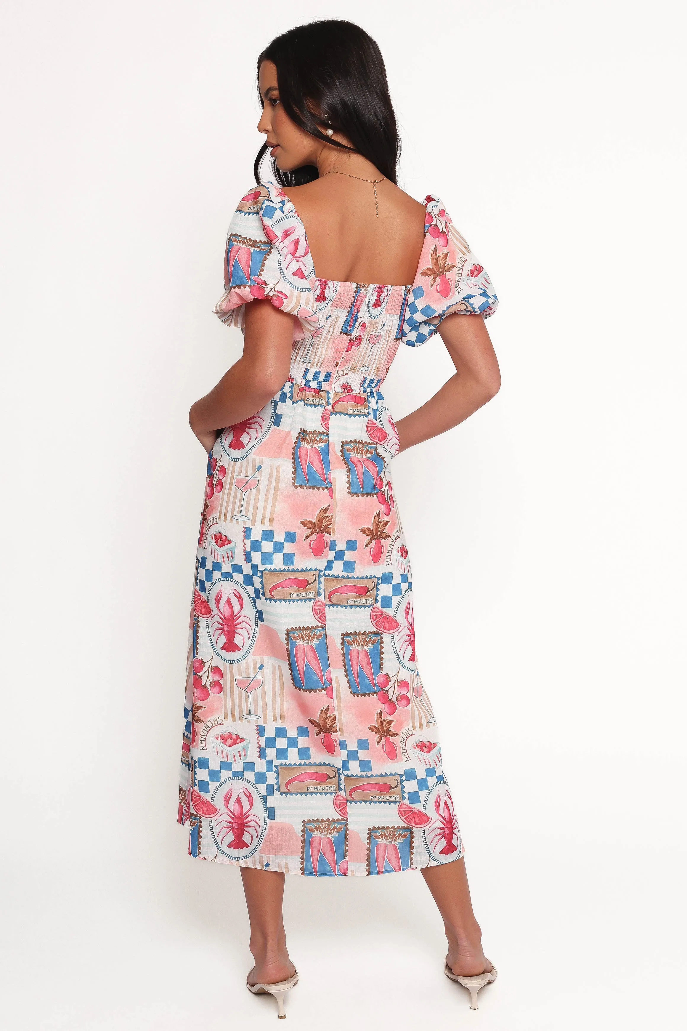 Clo Puff Sleeve Midi Dress - Pink Blue sold by Petal & Pup product image thumbnail 4