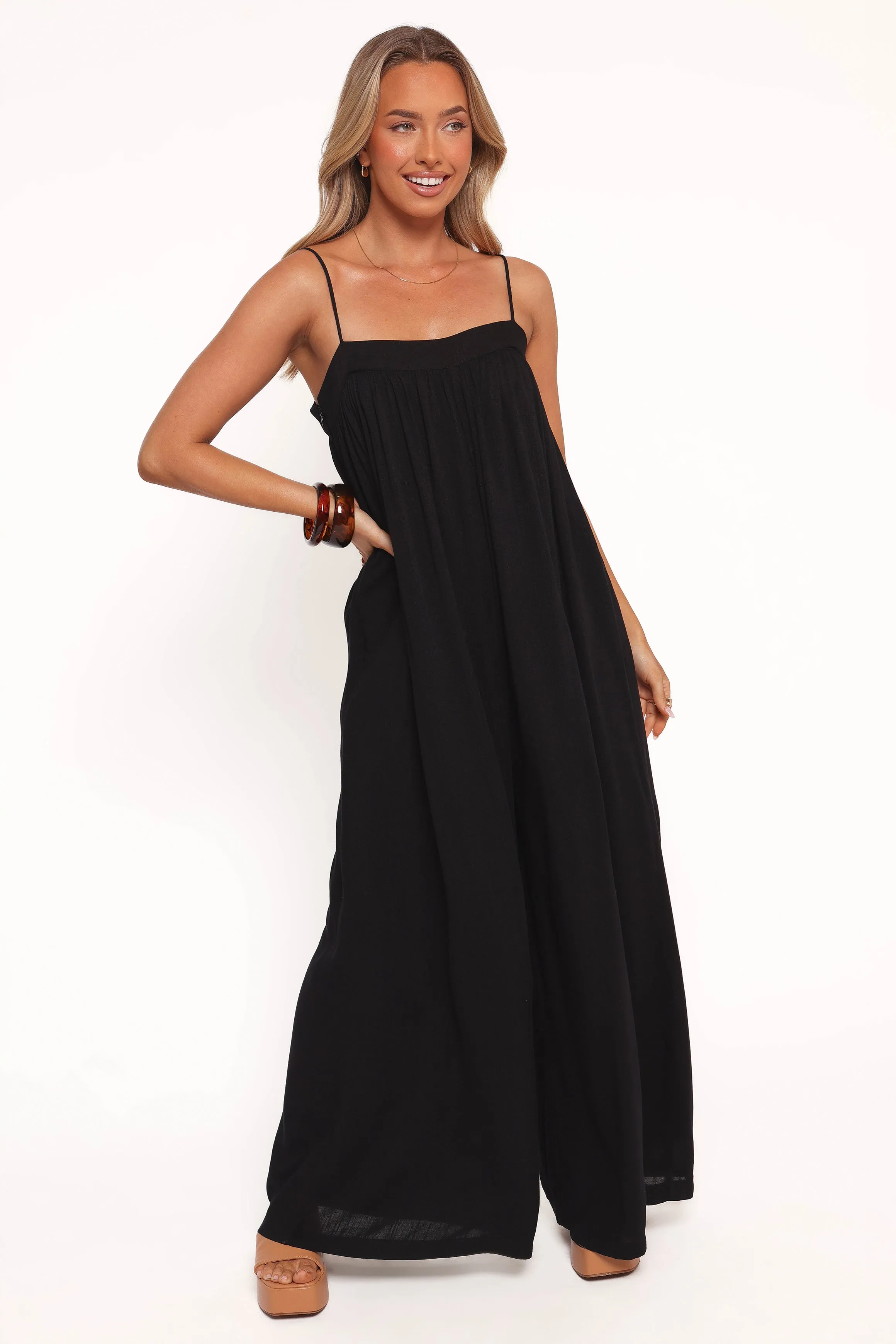 Abegail Flowy Jumpsuit - Black sold by Petal & Pup