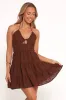 Rilie Halterneck Mini Dress - Brown sold by Petal & Pup