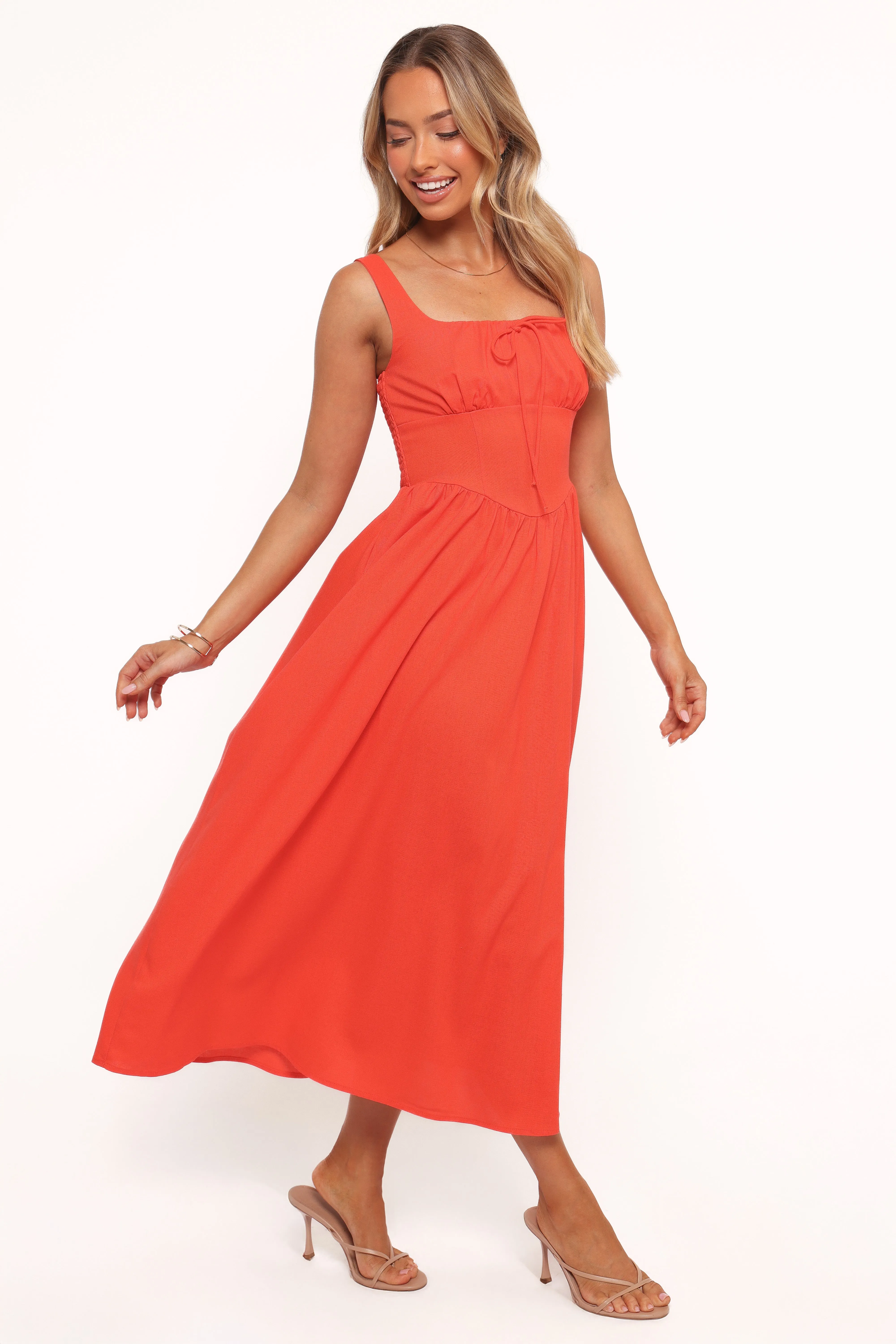 Kinslee Midi Dress - Coral sold by Petal & Pup product image thumbnail 3