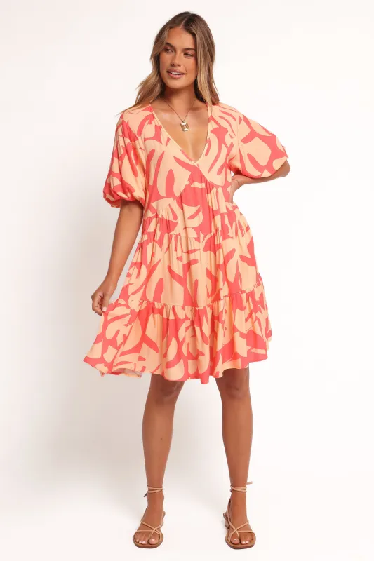 Corinna Mini Dress - Coral Print sold by Petal & Pup