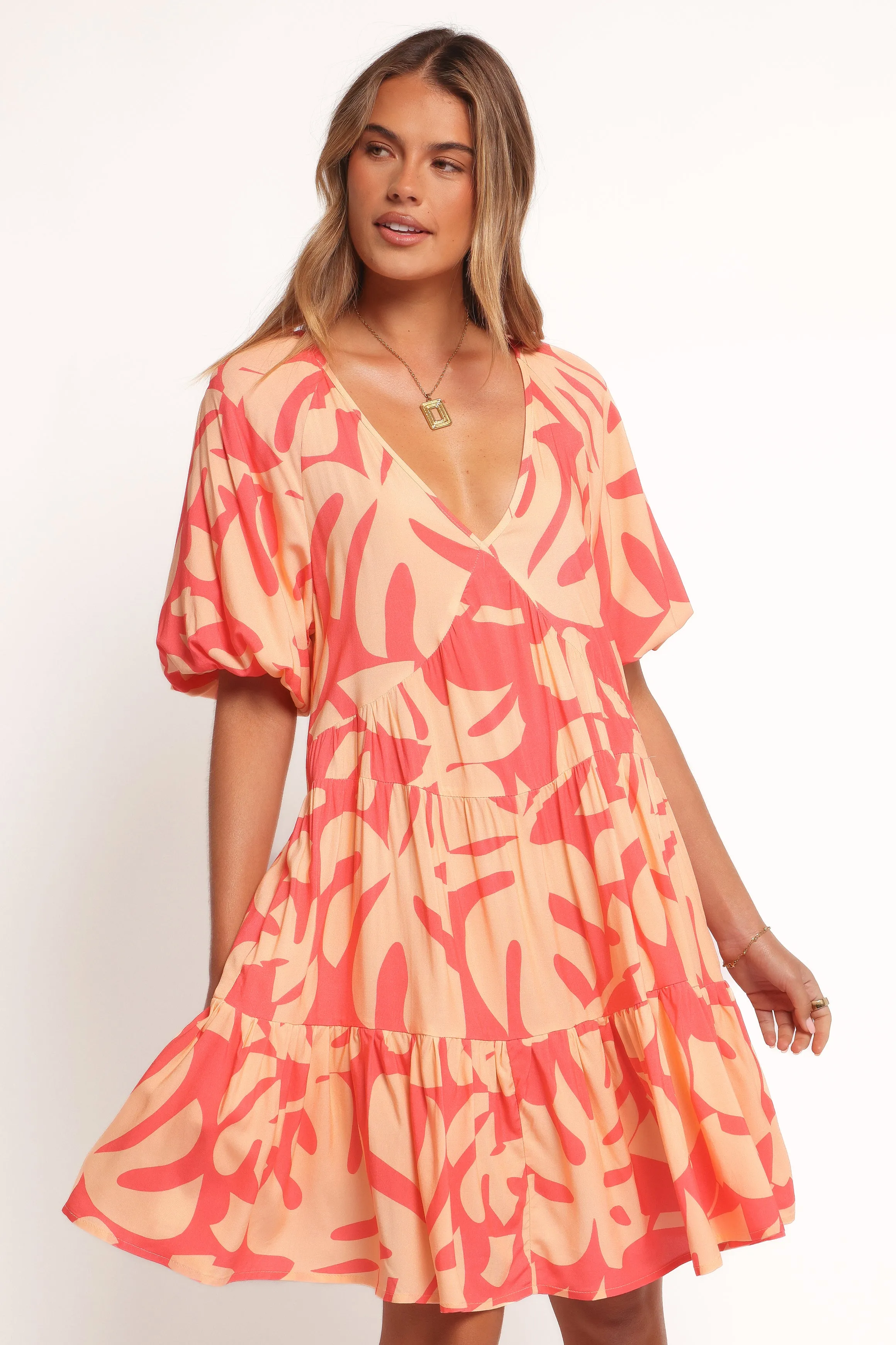 Corinna Mini Dress - Coral Print sold by Petal & Pup product image thumbnail 2