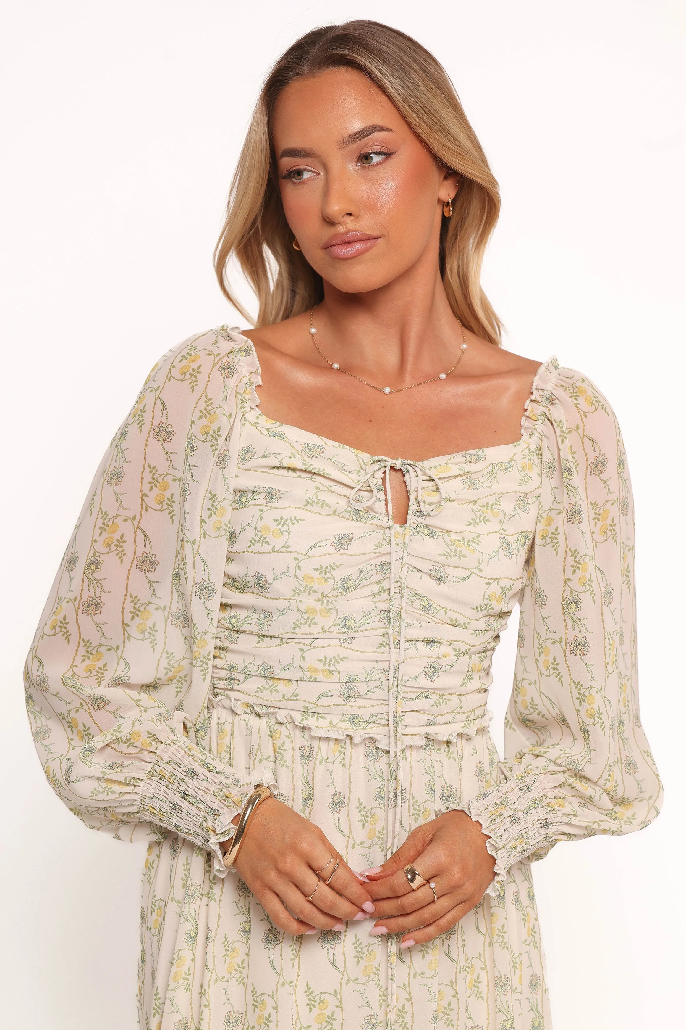 Keziah Long Sleeve Maxi Dress - Yellow Floral sold by Petal & Pup product image thumbnail 5