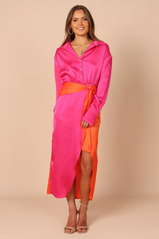 Austin Colourblock Wrap Dress - Pink/Orange sold by Petal & Pup