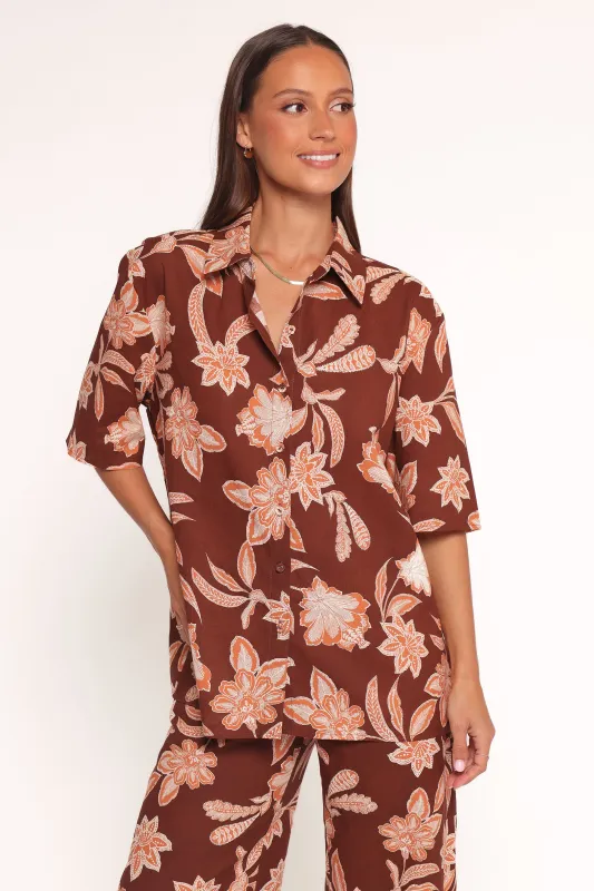 Samira Short Sleeve Shirt - Orange Floral sold by Petal & Pup