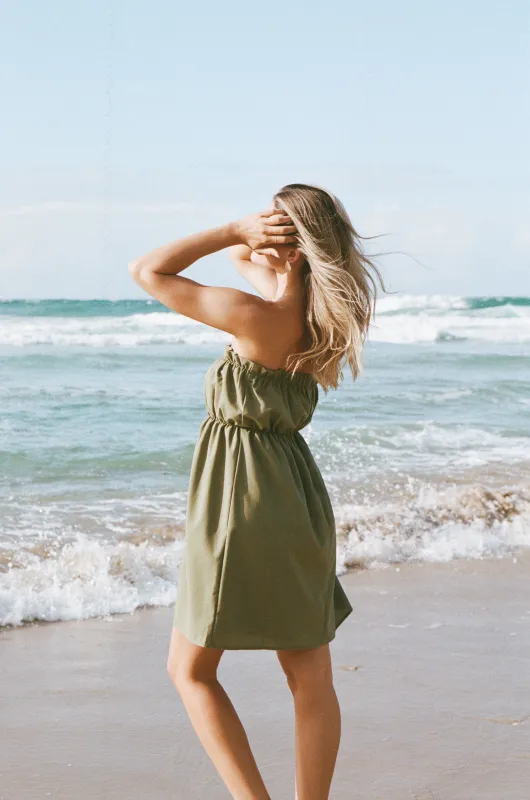 Stratton Mini Dress - Leaf Green made by Petal & Pup