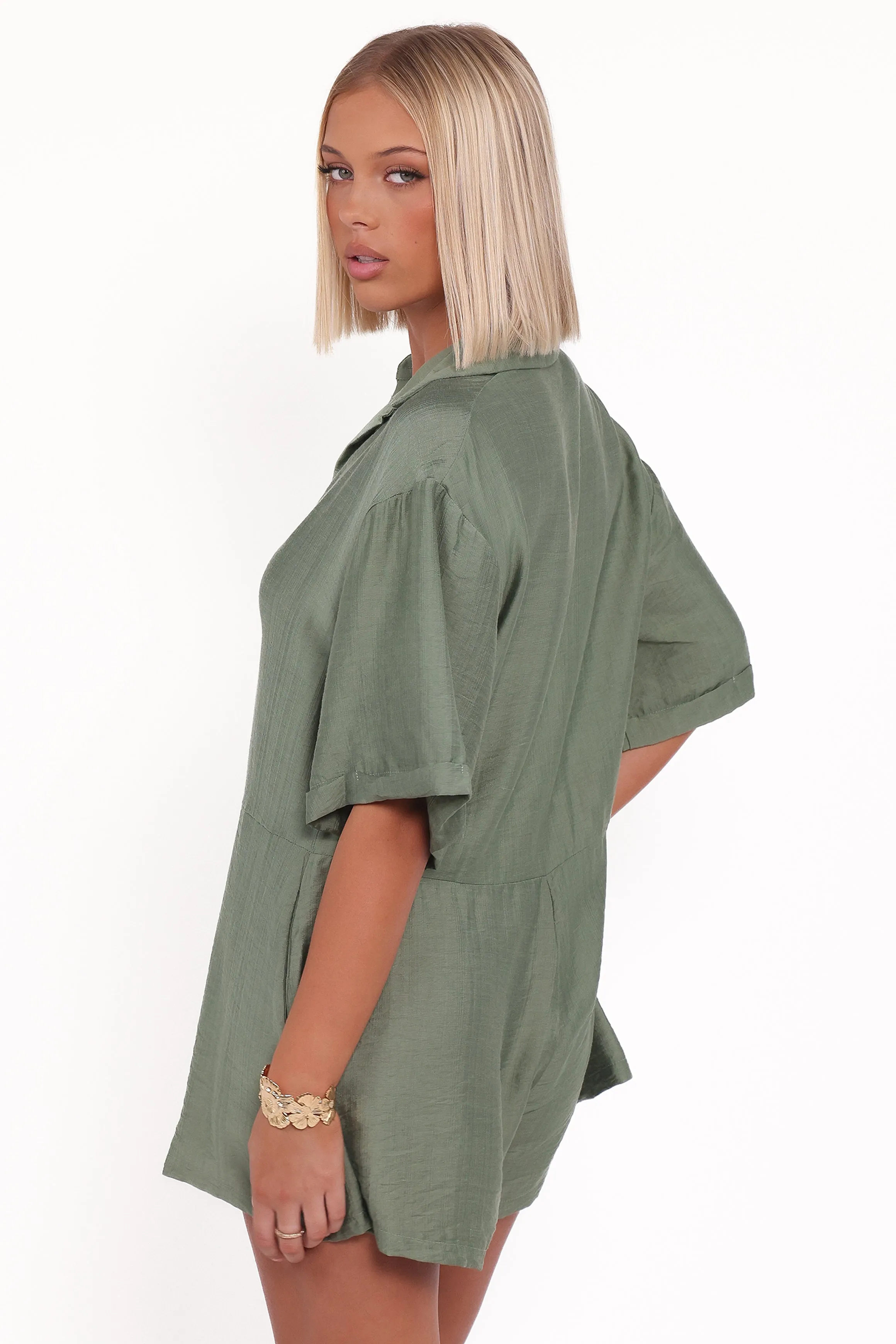 Kiya Drop Waist Romper - Palm Green sold by Petal & Pup product image thumbnail 5