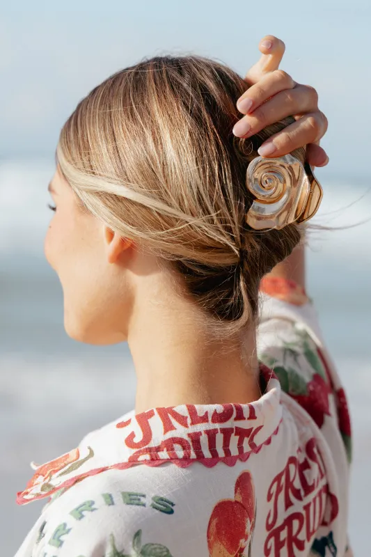 Indy Shell Hair Clip - Gold sold by Petal & Pup