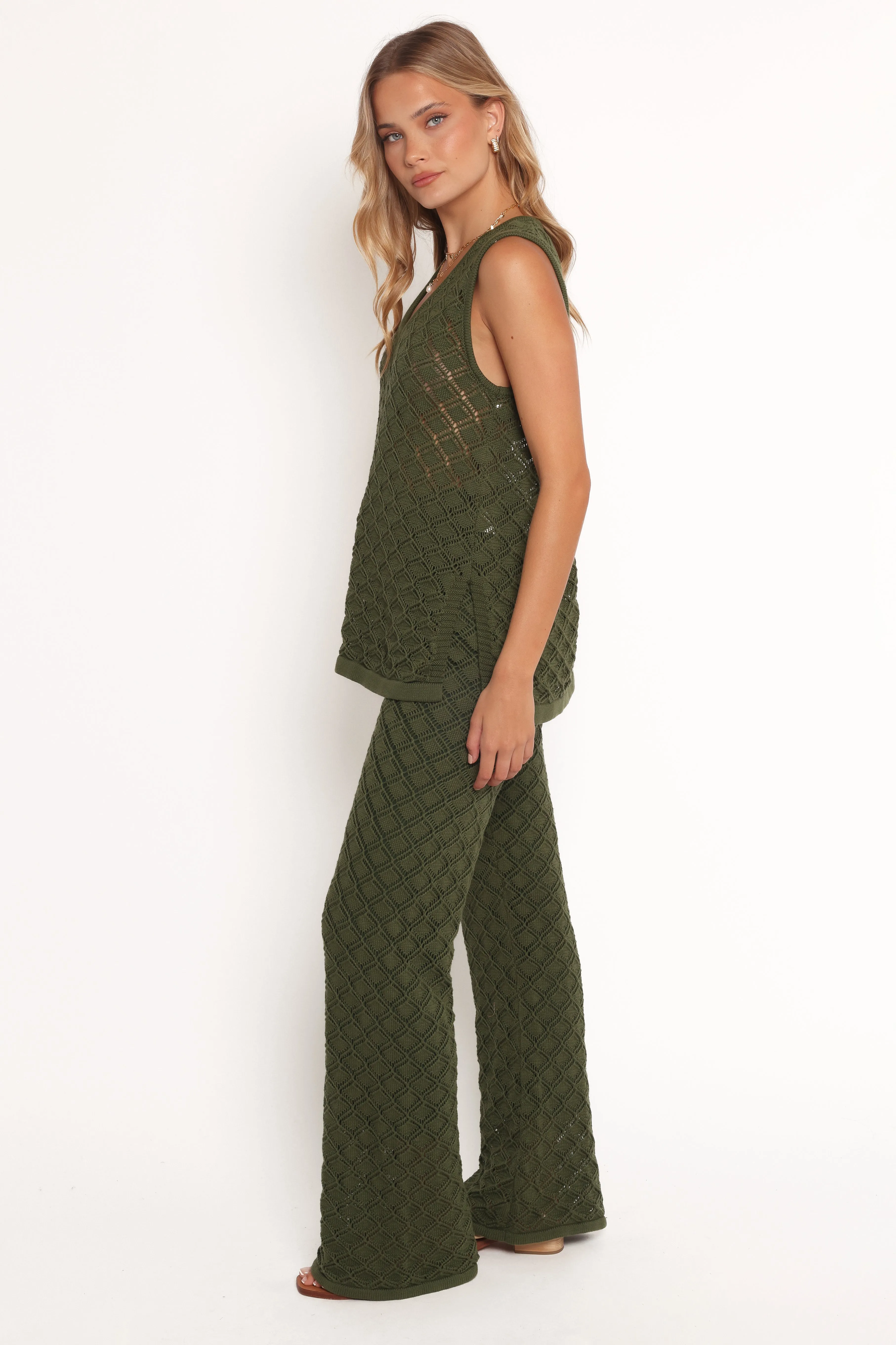Fefe Textured Knit Pants - Olive sold by Petal & Pup product image thumbnail 4