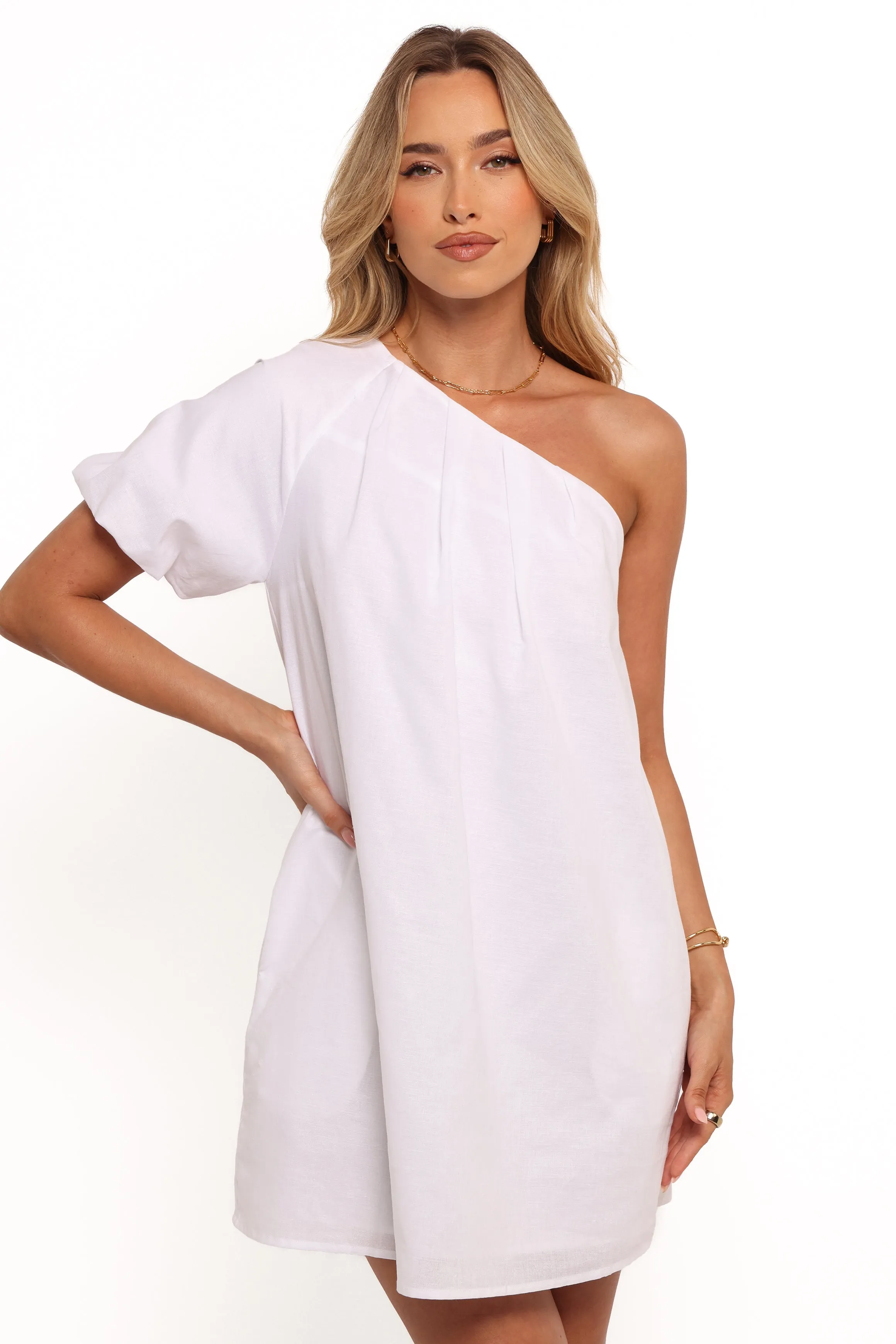 Dylan One Shoulder Mini Dress - White sold by Petal & Pup product image thumbnail 4