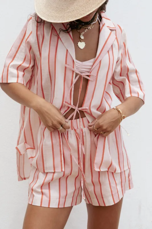 Aaliyah Shorts - Pink Stripe sold by Petal & Pup
