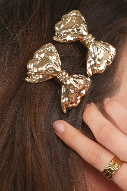 Aspen Hair Bow Set - Gold sold by Petal & Pup