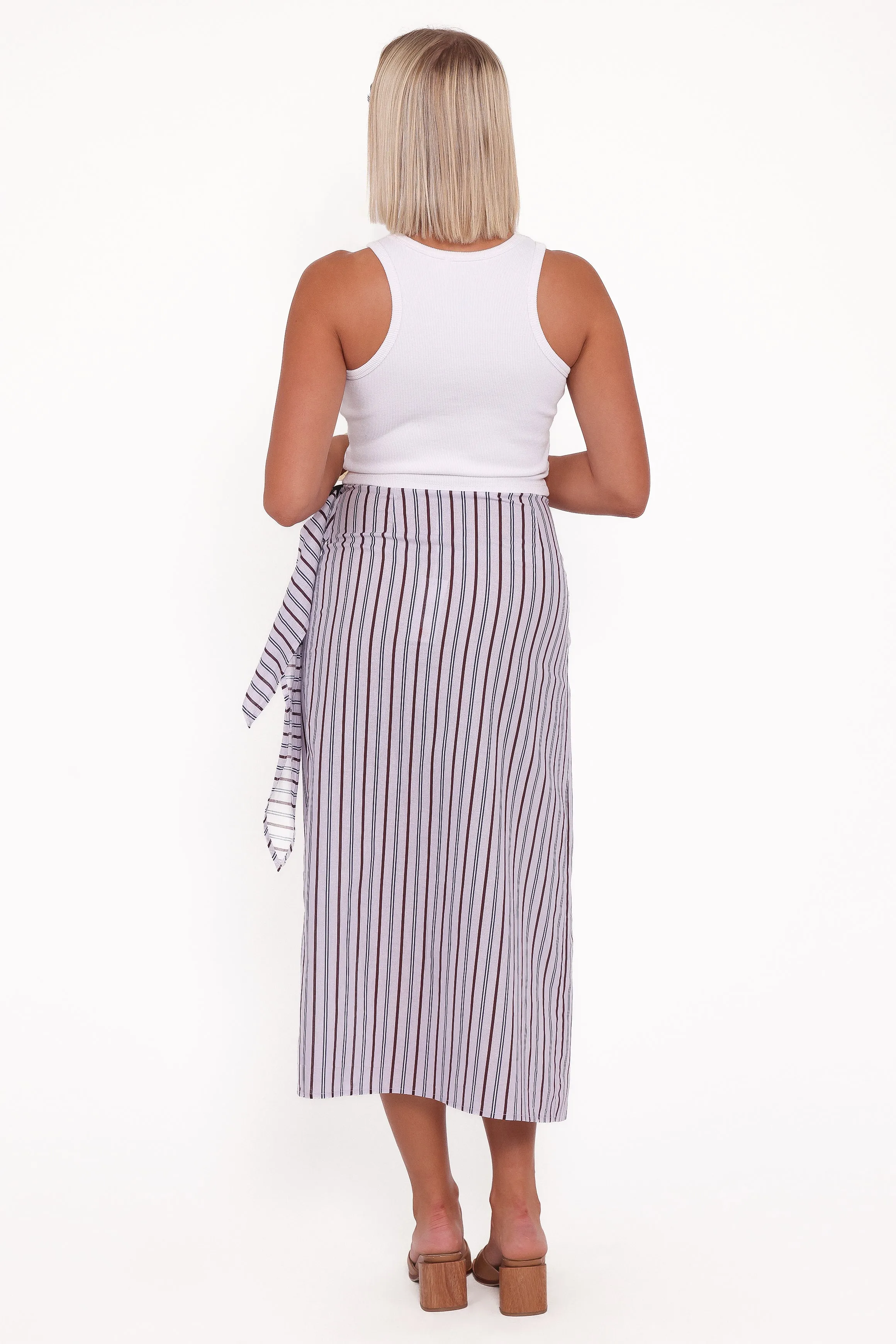 Jacey Wrap Midi Skirt - Midnight Stripe sold by Petal & Pup product image thumbnail 4