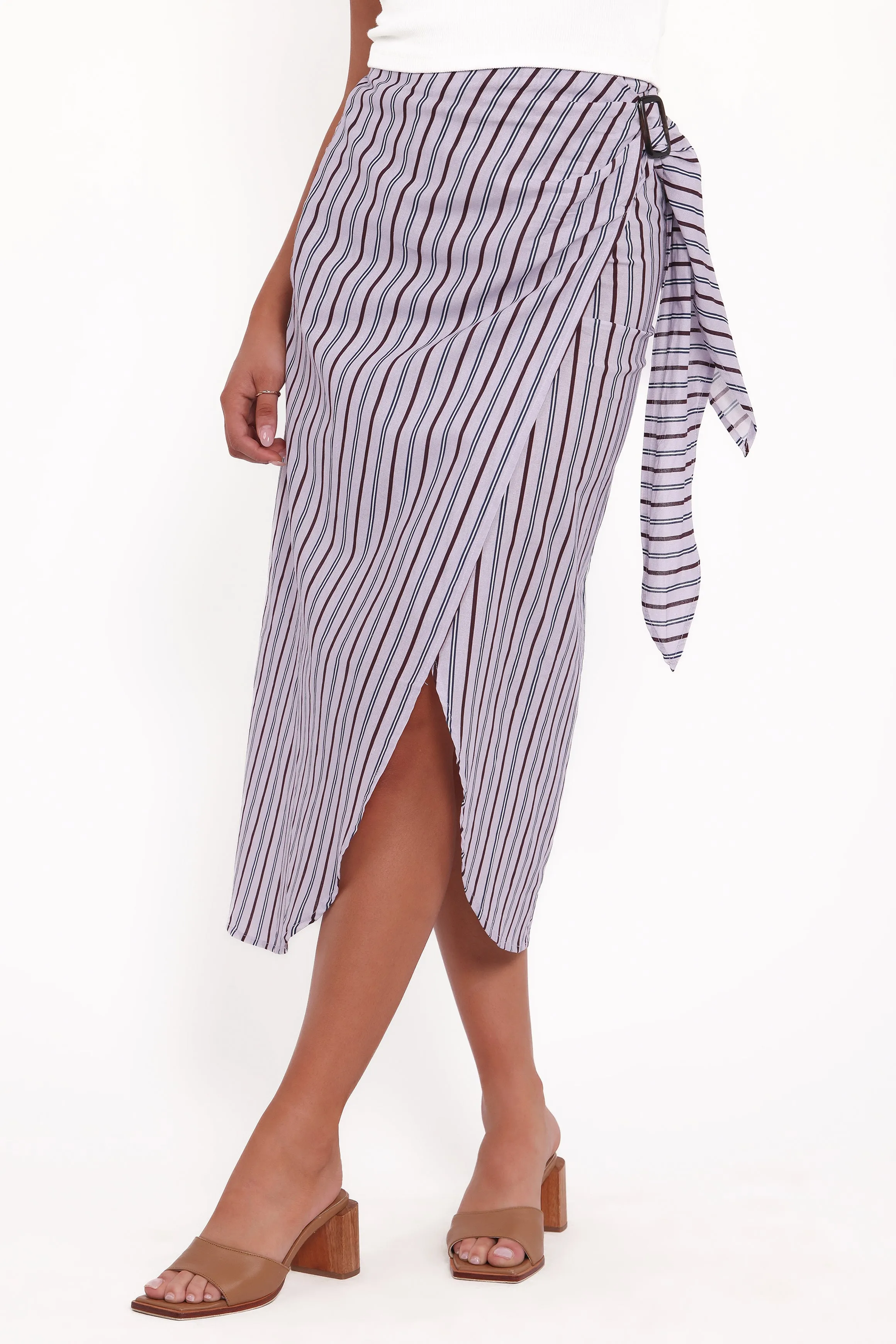 Jacey Wrap Midi Skirt - Midnight Stripe sold by Petal & Pup product image thumbnail 2