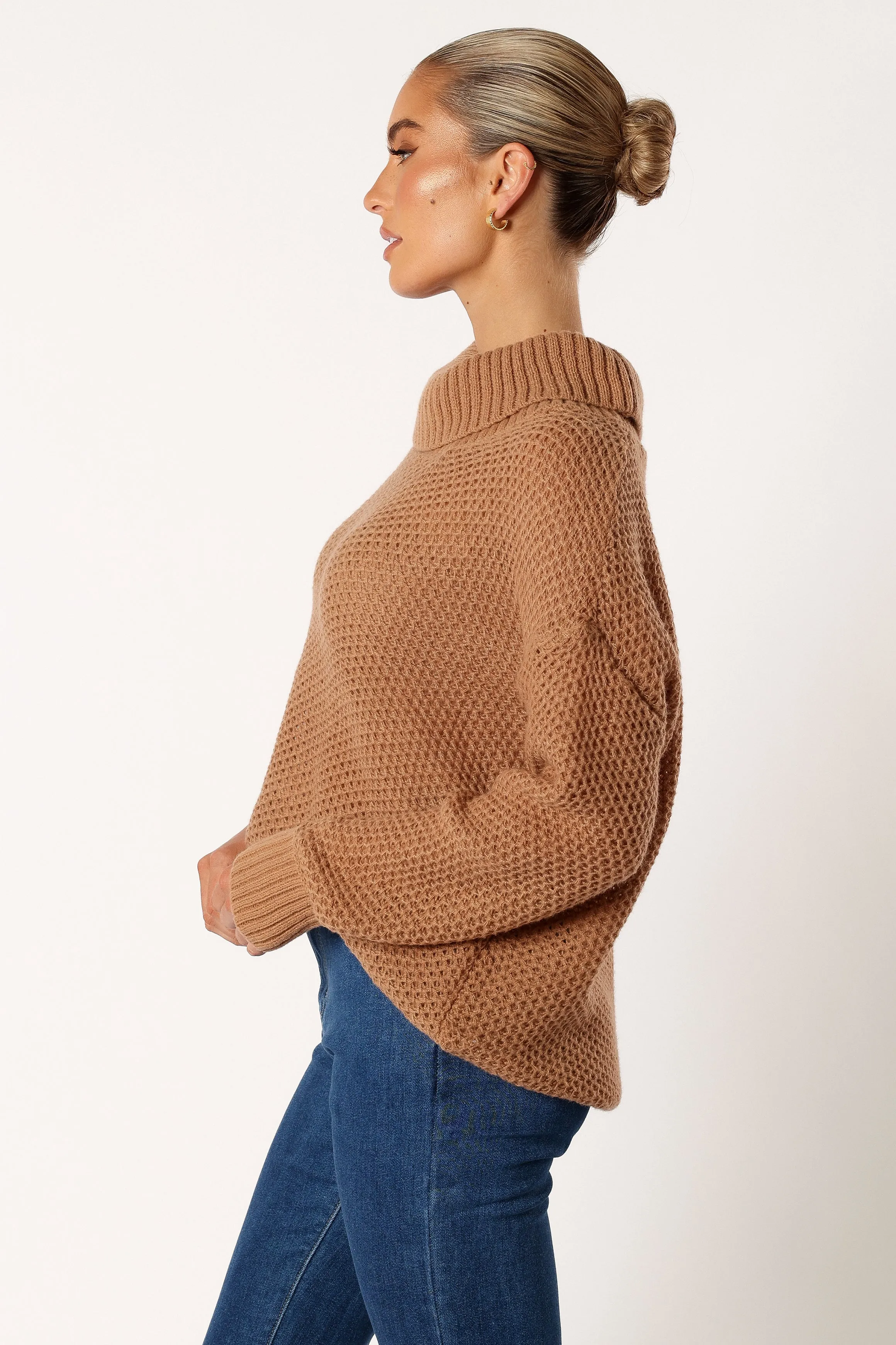 Rayne Turtleneck Knit Sweater - Beige sold by Petal & Pup product image thumbnail 3