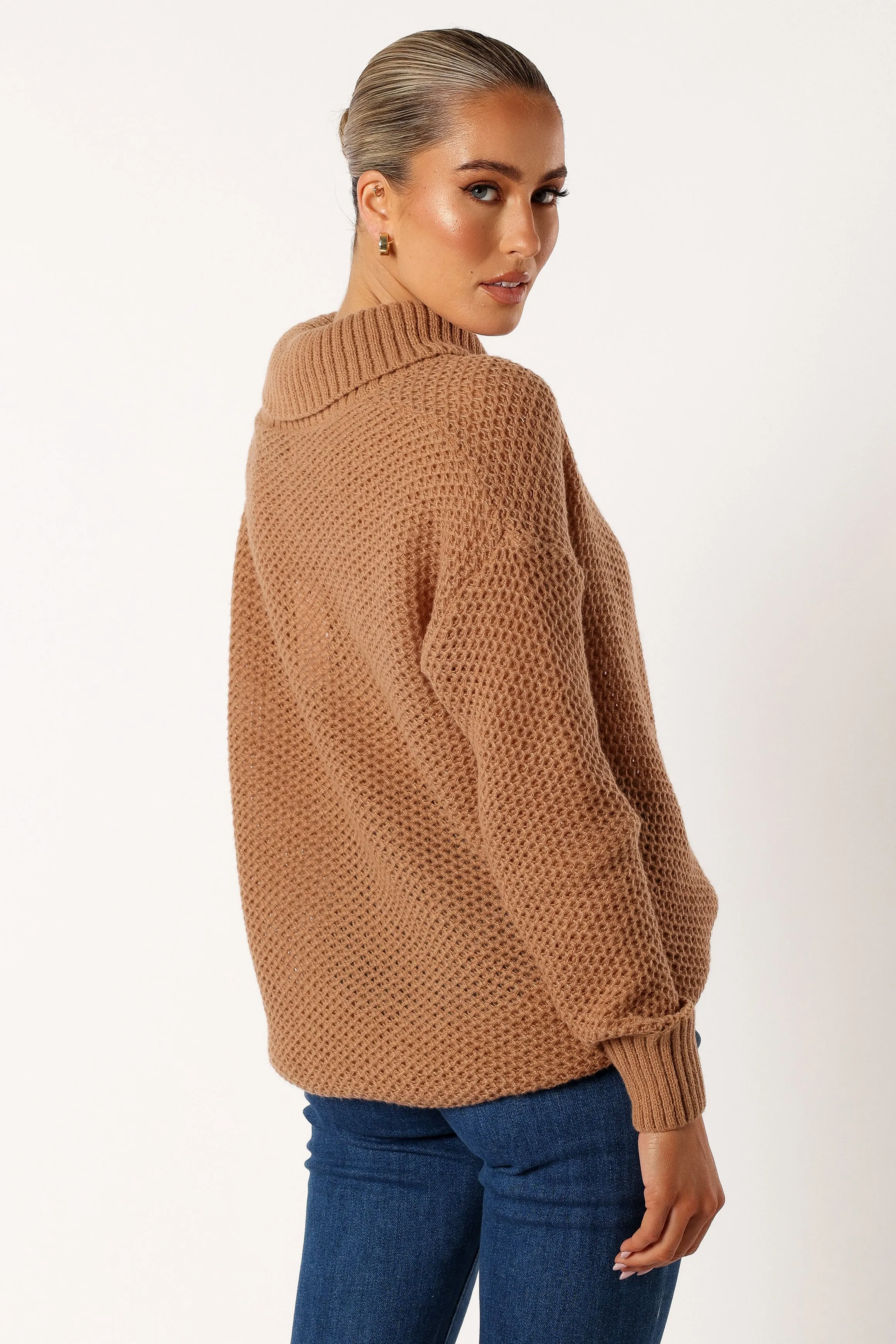 Rayne Turtleneck Knit Sweater - Beige sold by Petal & Pup product image thumbnail 4