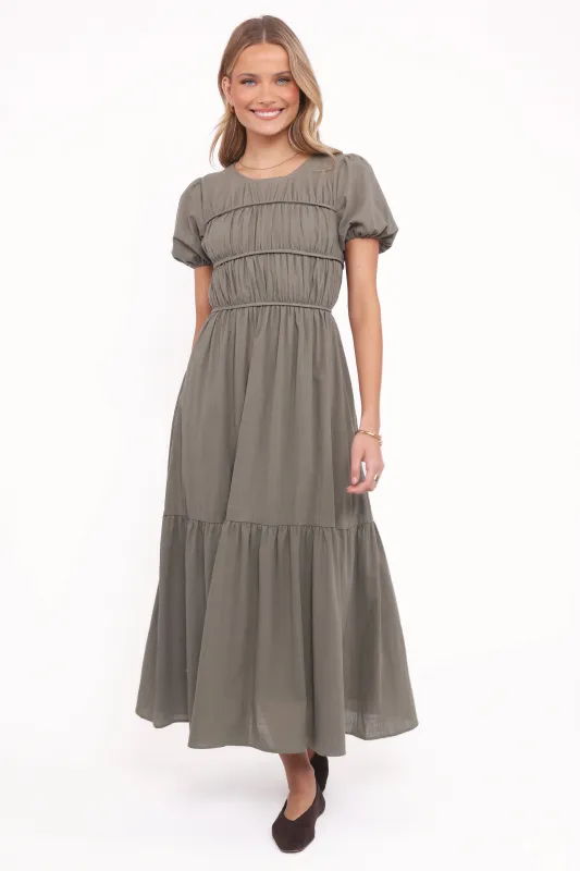 Deloria Maxi Dress - Olive sold by Petal & Pup