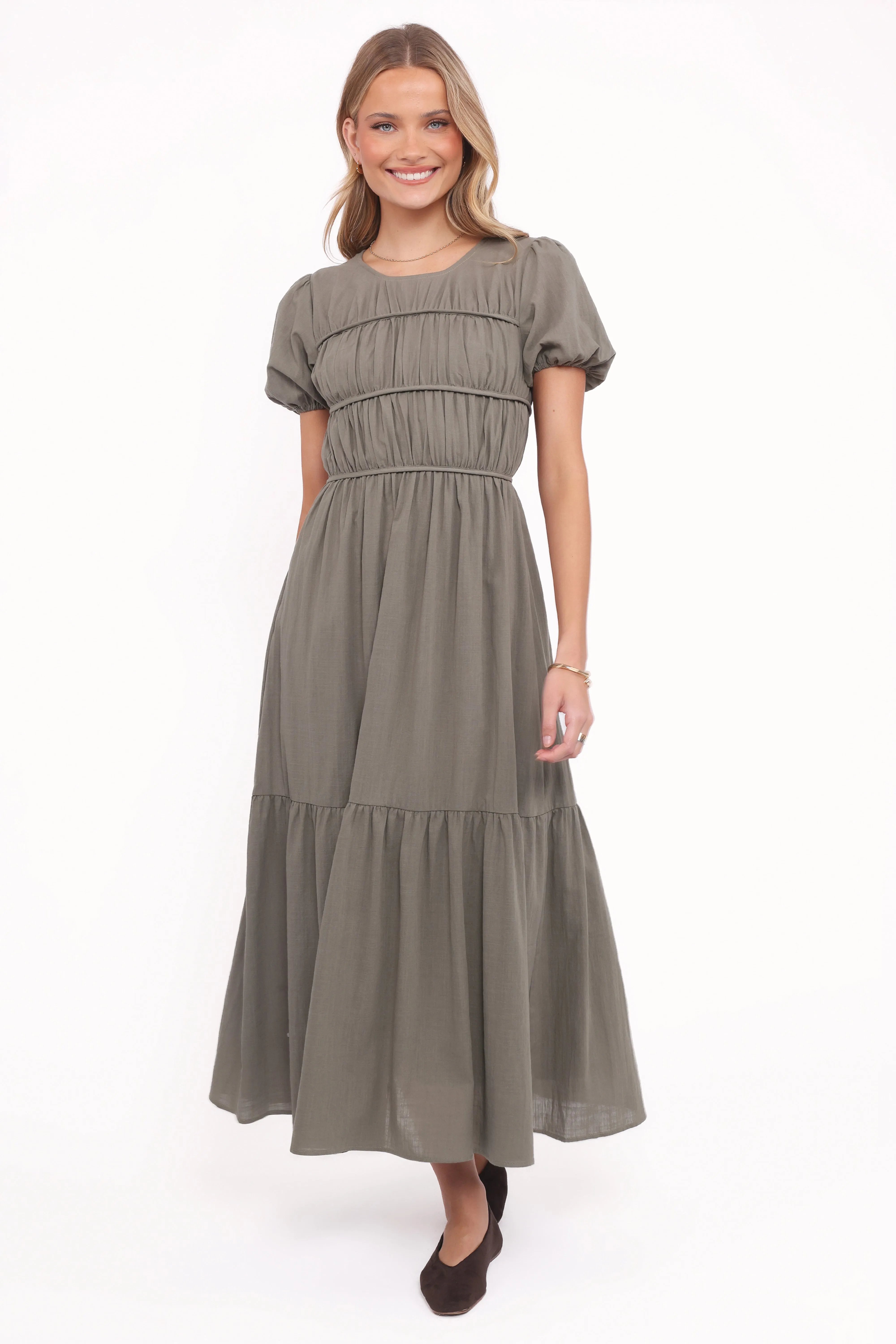Deloria Maxi Dress - Olive sold by Petal & Pup