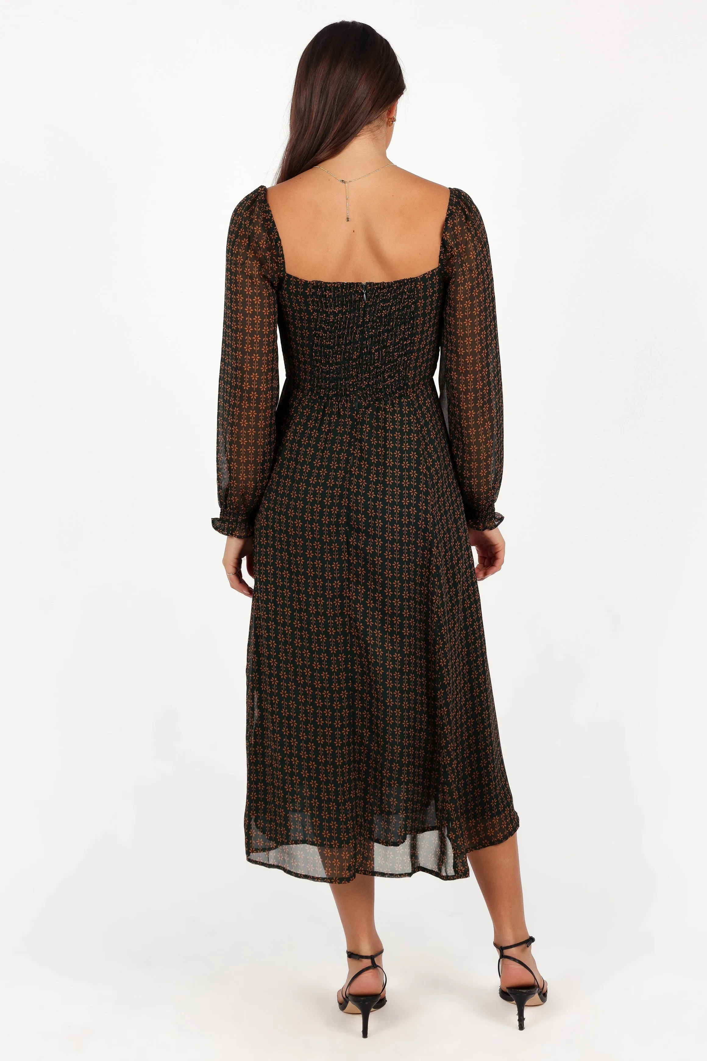 Ettie Long Sleeve Midi Dress - Pine/Tan sold by Petal & Pup product image thumbnail 4