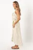 Abigail Wrap Midi Dress - Beige Stripe sold by Petal & Pup