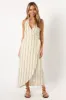Abigail Wrap Midi Dress - Beige Stripe sold by Petal & Pup