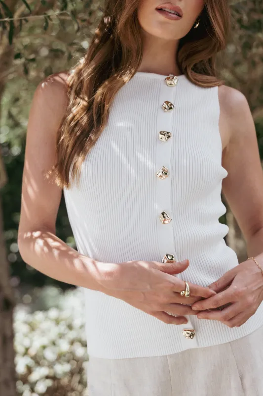 Lysa Knit Vest Top - White sold by Petal & Pup