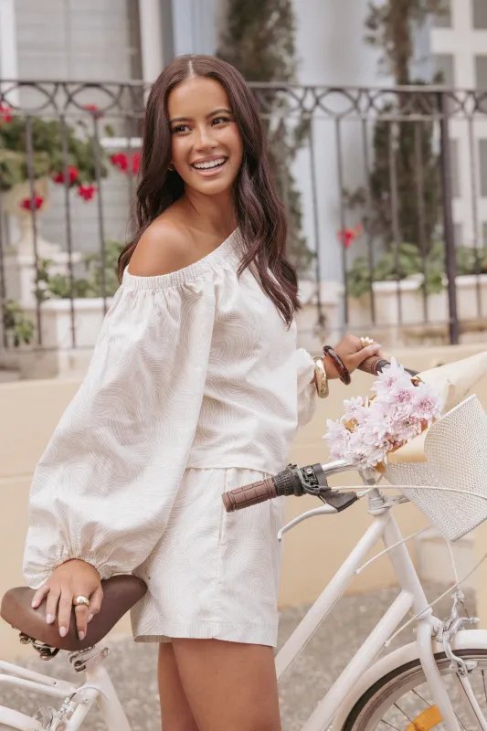 Tuliya High Waist Shorts - Tan Swirl sold by Petal & Pup