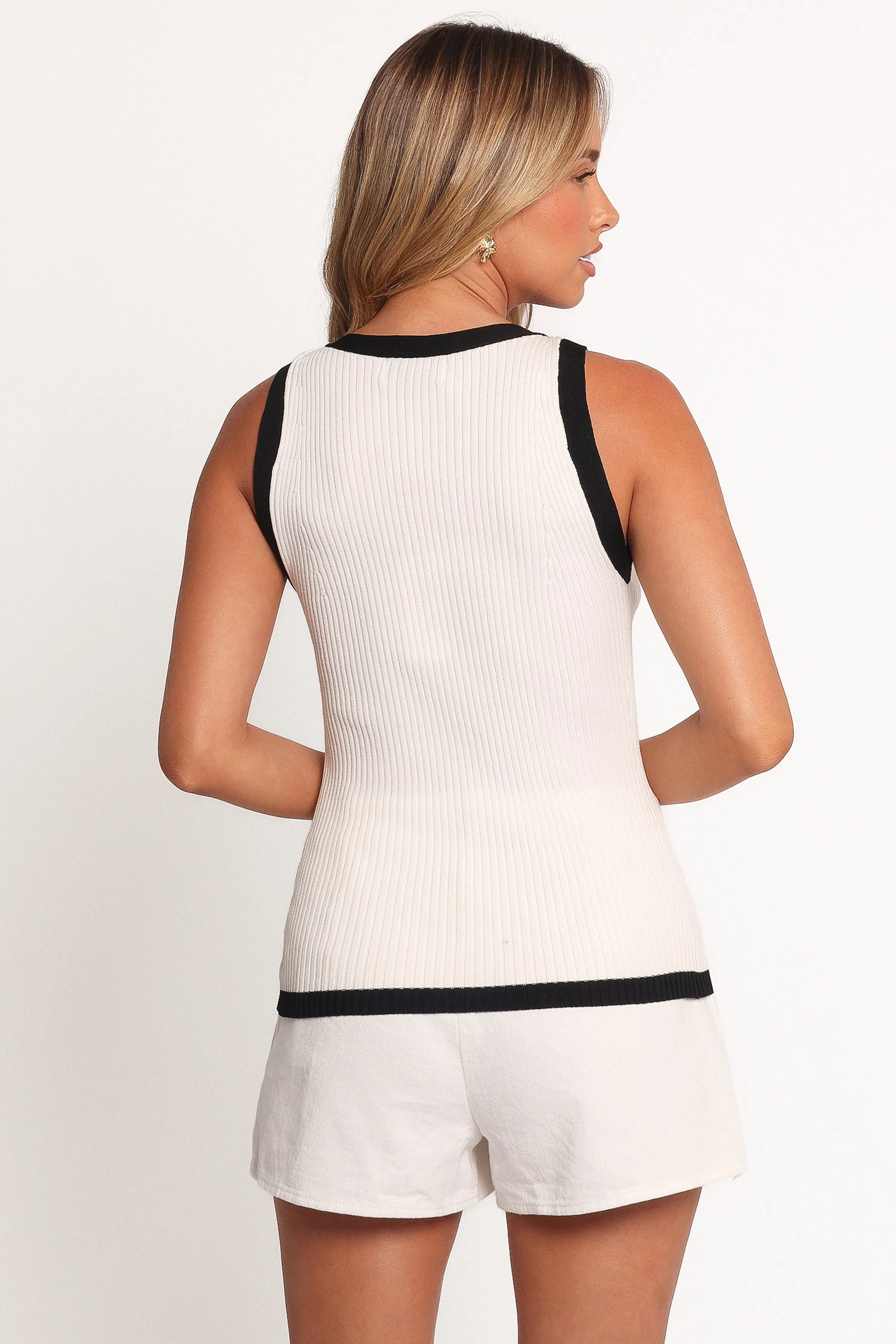 Virginia Knit Vest Top - White Black sold by Petal & Pup product image thumbnail 4