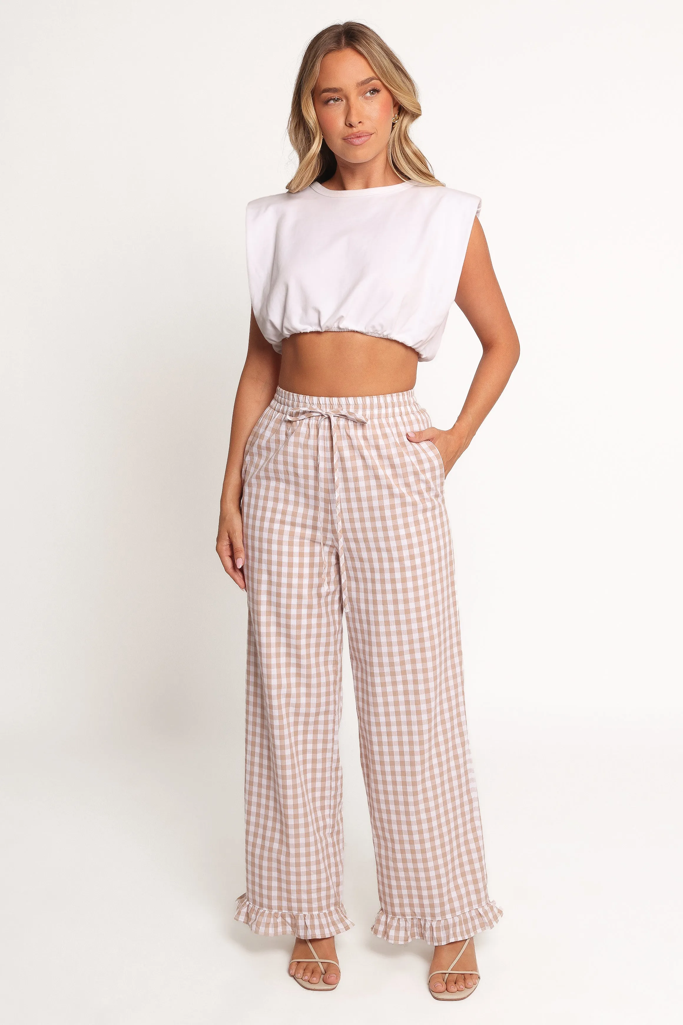 Marina Pant - Beige Gingham sold by Petal & Pup product image thumbnail 3